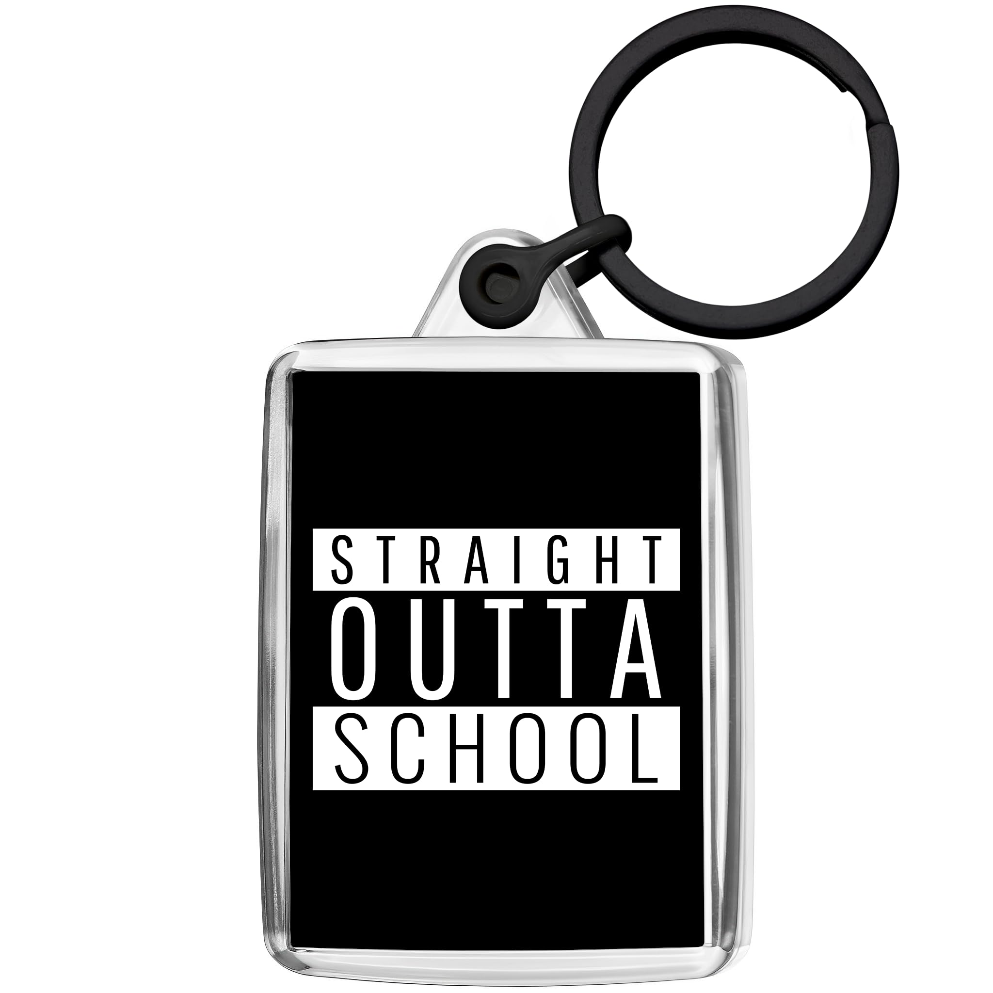 Pixly Unisex Clear Pixly® Straight Outta School Keyring Key Fob Keychain Keepsake Funny Gift For Him Her