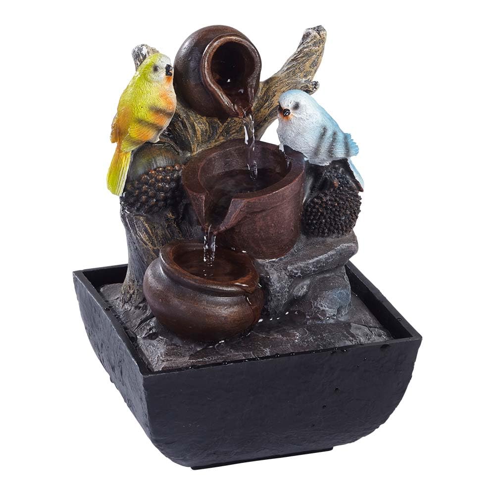 EUROtops Fontaine d'intérieur à LED Motif oiseau 13,3 x 13,3 x 19,5 cm