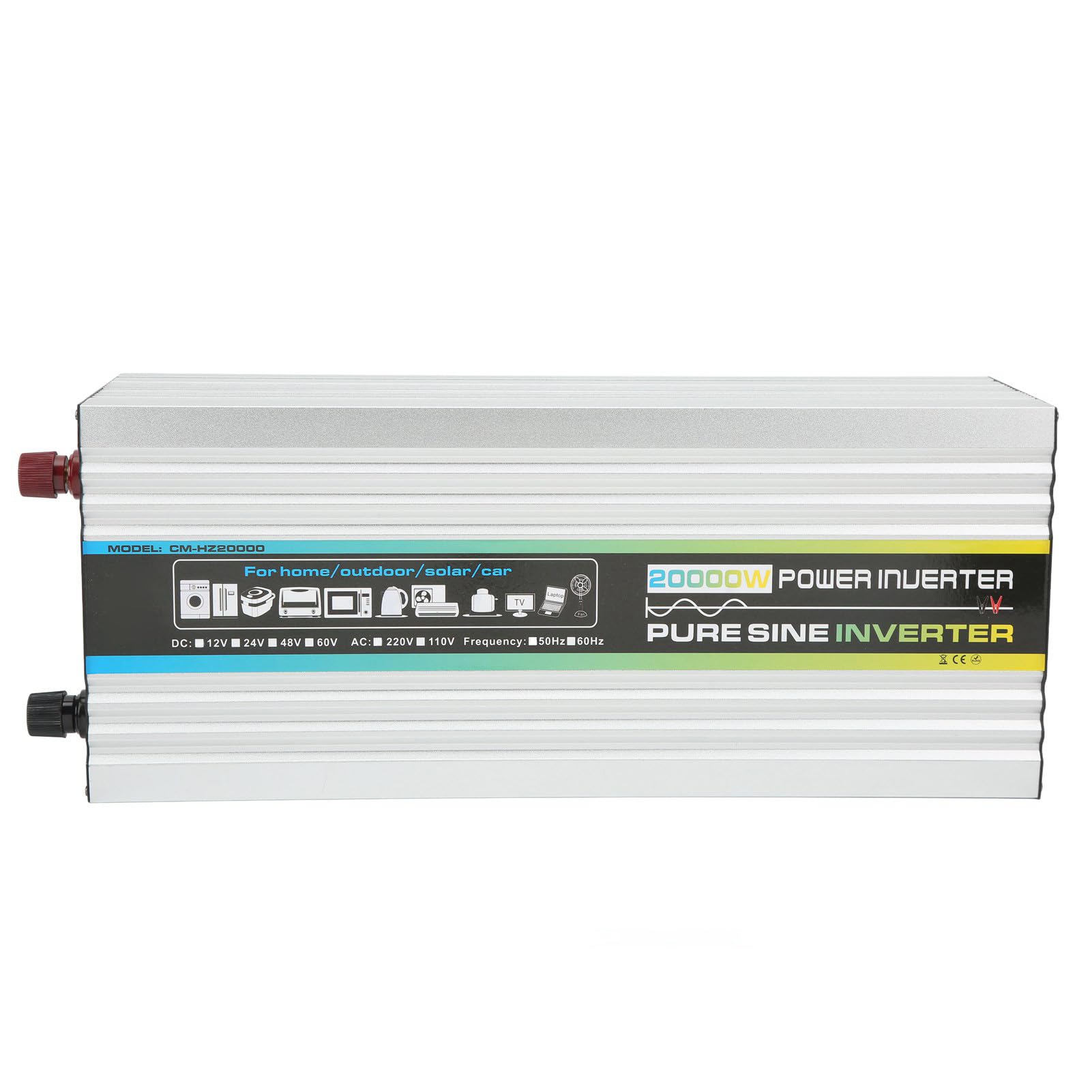 Changor Inverter a Onda Sinusoidale Pura da 4000 W con Controllo Intelligente della Temperatura per, Barche e Applicazioni Solari Lega di Alluminio 17,2x7,1x5,3 Pollici (DC48V)