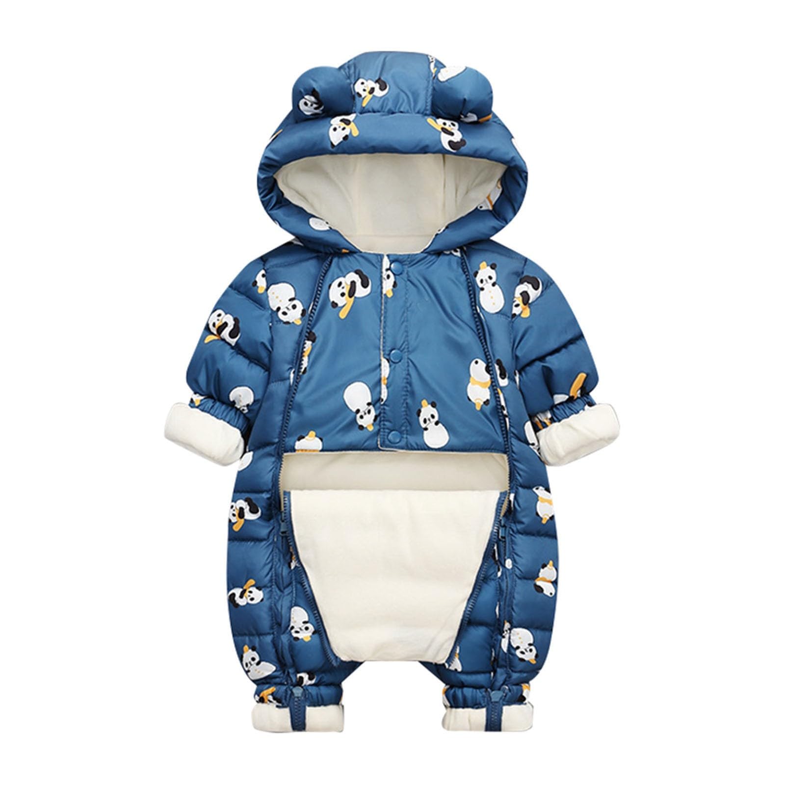 RNTOP Newborn Baby Warm Snowsuit Infant Boys Girls Hoodie Romper Puffer Jacket Winter Thermal Jumpsuit (Blue, 0-3 Months), vi4AFsFmZ
