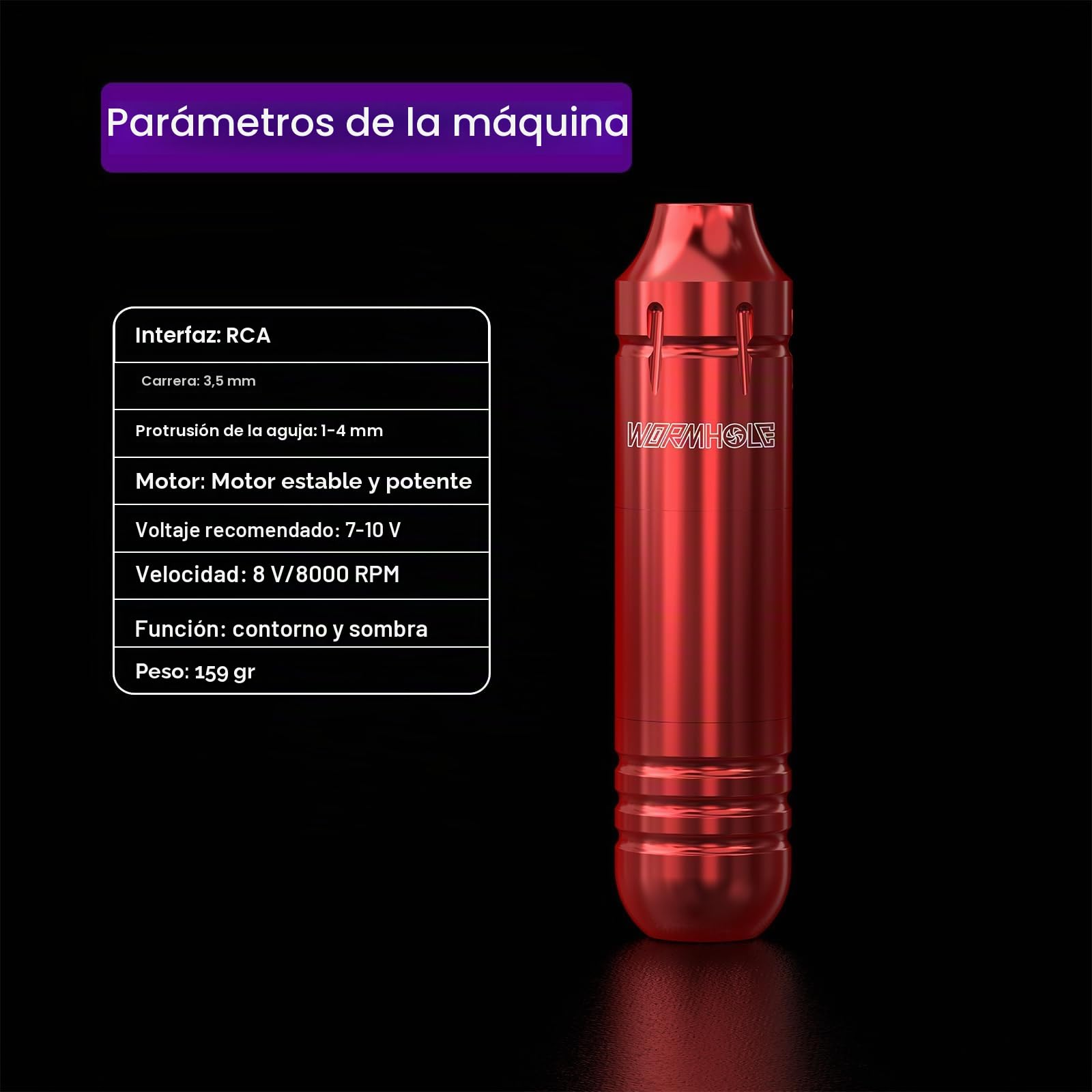 Wormhole Rotary Tattoo Pen Kit Kit de tatuaje Pen Machine Kit con Tatuaje Color