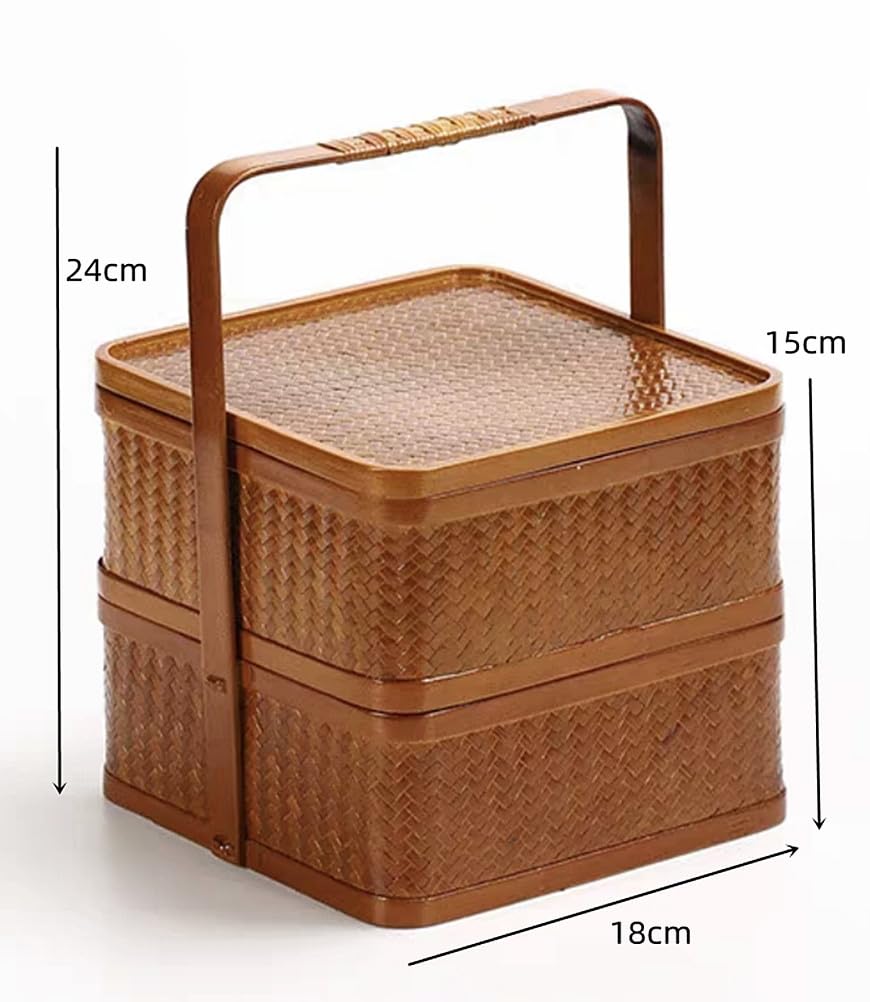 ピクニックバスケット網赤い用品竹編み卵かご果物買い物かごテーブルの