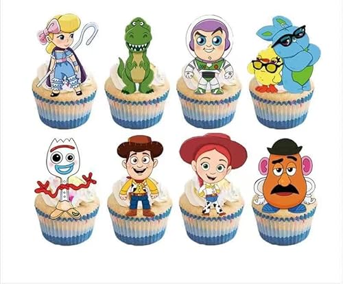 24Pcs Toy Cute Story Cake Toppers Decoration, Toy Cute Story Theme Party Cupcake Insert Row, Choose Wedding Anniversary Boys And Girls Birthday Party Cake Decoration Supplies. #TOP10