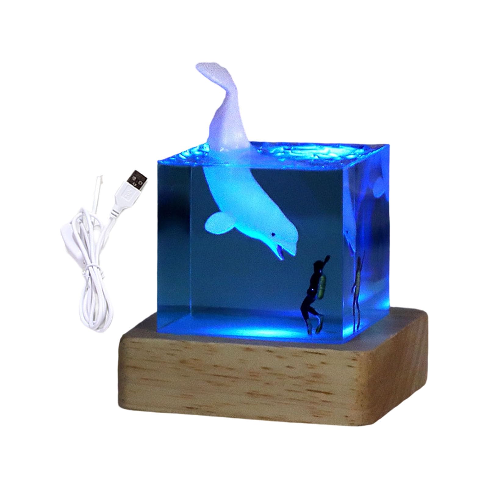 Elnwnnkc Decorative Figure Night Light with LED Bedroom Mood Lighting Resin Texture Perfect for Gift Giving Resin Whale Decor Light