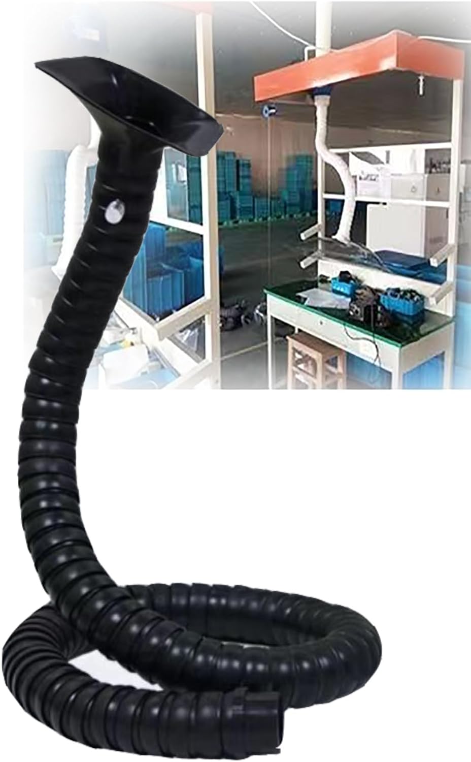 Fume Extractor Arm Adjustable with Square NozzleHood with Nozzle Suction Hose for Industrial Engravering Welding(Cream,7.5cm-100cm)