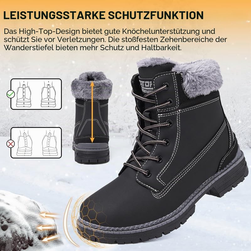 ziitop Winterstiefel Damen Gefüttert Winterschuhe Wasserdicht Schneestiefel Warme Winter Boots Kurzschaft Stiefeletten Bequem Alltag Freizeit Boots