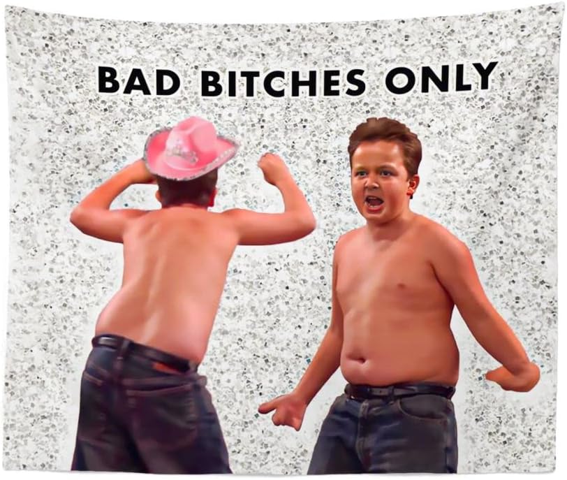 Funny Meme Gibby "Bad Bitches Only" Flag for Dorm - 5x3 ft with Hanging Tools and Double Sided Tape