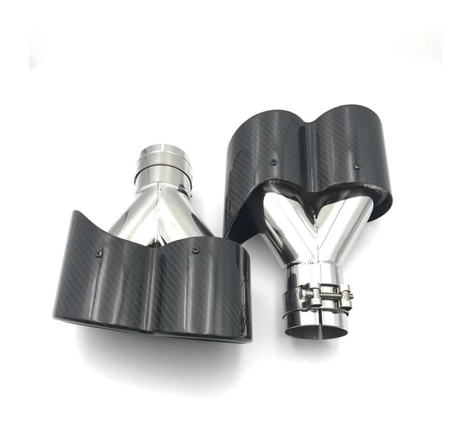 Terminale Scarico Doppio In Acciaio Inossidabile Al Carbonio Lucido Universale Modello Y Per Tuning Auto 1 Paio Tubo Di Scappamento