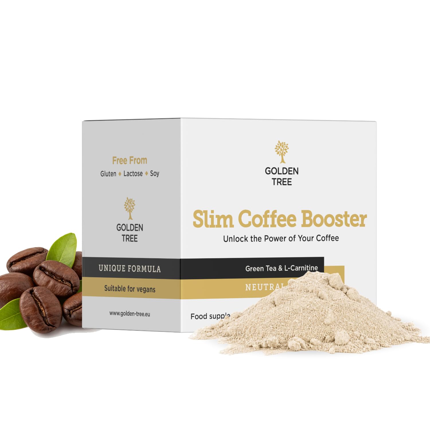 Golden Tree Slim Coffee Booster – Kaffeepulver Zusatz, 15 Sachets | Grüntee-Extrakt, Grünkaffee-Extrakt, L-Carnitin, Chrompicolinat