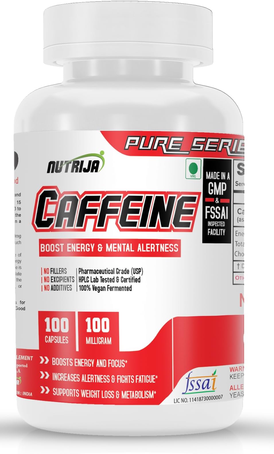 NutriJa Caffeine (100MG 100 Capsules)