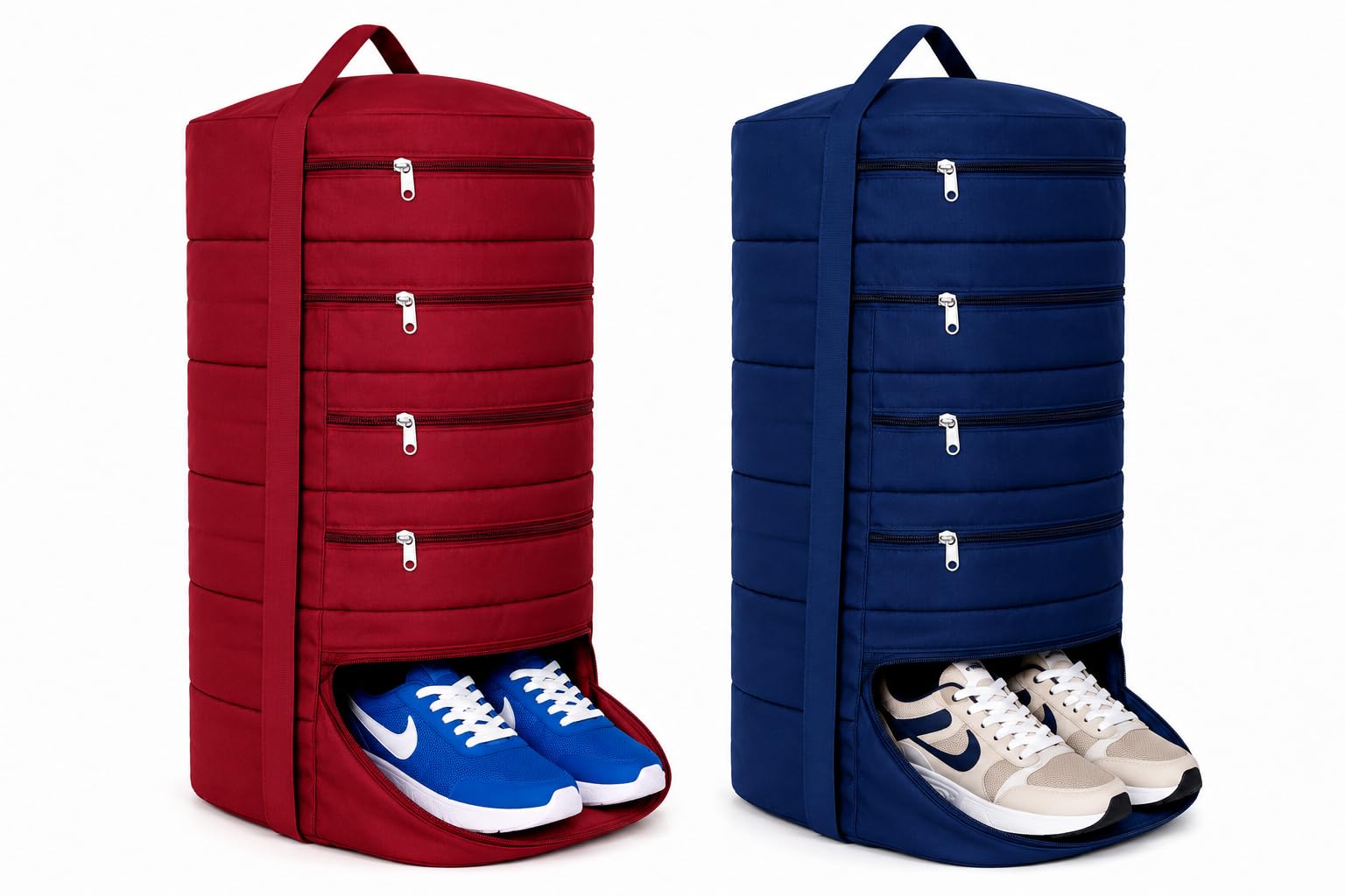 5-Pocket Shoe Organizer Bag for Travel & Storage | Foldable Polyester Shoe Cover for Men & Women | Portable, Lightweight & Durable Shoe Storage Bag | Pack of 2 (Blue & Maroon).-image-18