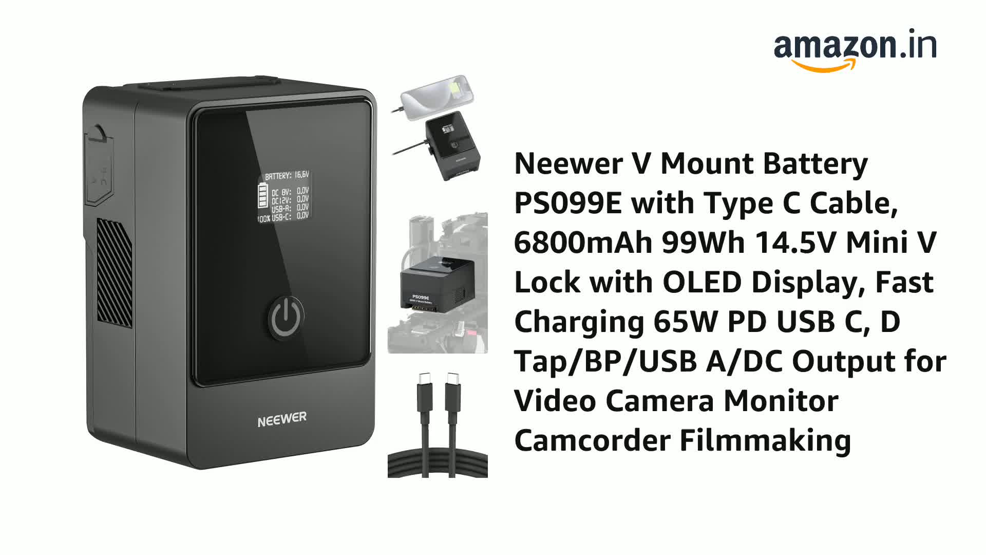 Buy Neewer V Mount Battery PS099E with Type C Cable, 6800mAh 99Wh