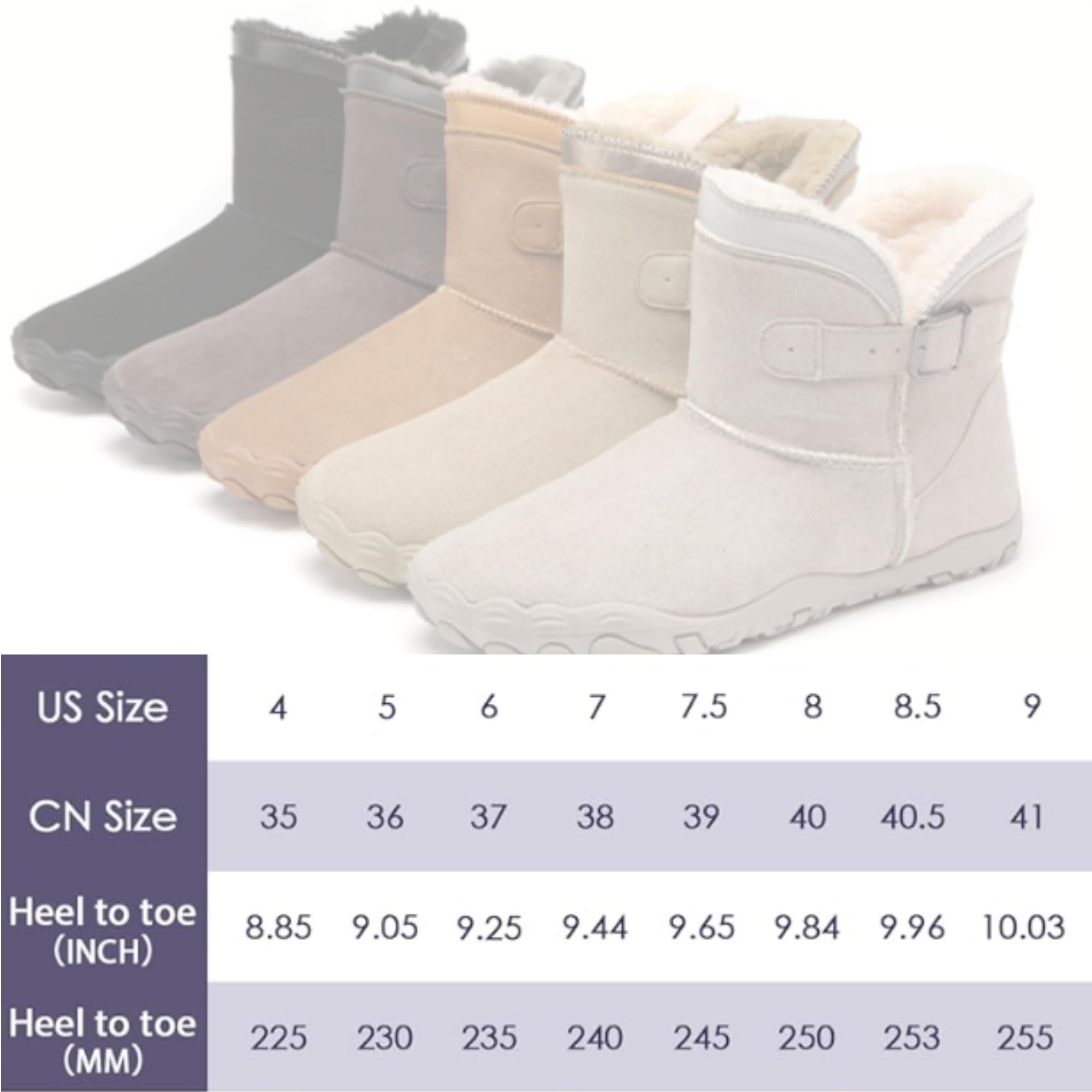 Damen-Barfuß-Schneestiefel Winter Barfußschuhe Damen Warm Gefüttert Winterschuhe Rutschfest,Gr.35-41