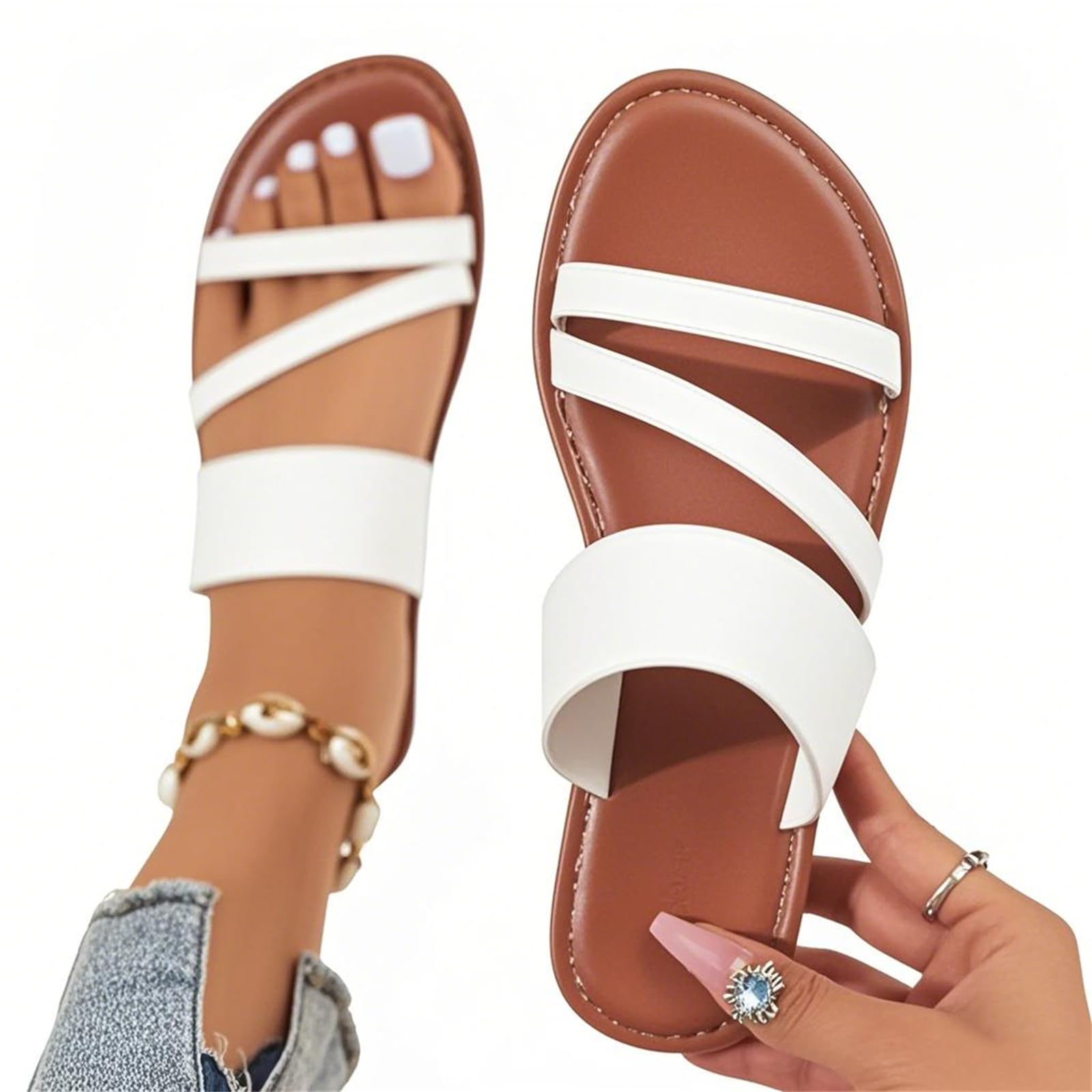 Amazon.com: ZKXYFFS Women's Dressy Summer Cross Strappy Slide