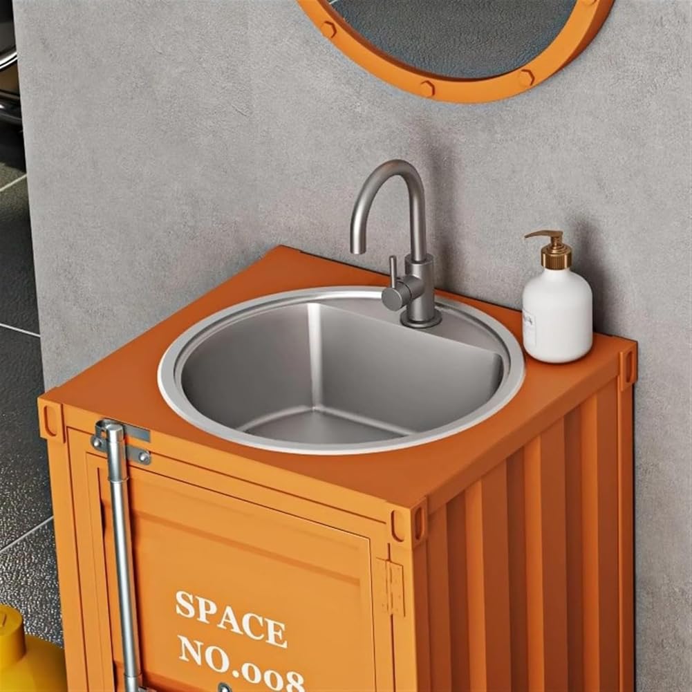 ZTGL Lavandino A Colonna Retro in Ferro Battuto, Lavabo da Appoggio con Lavabo in Acciaio Inox, Integrato Lavello Bagno Combinazione con Rubinetto E Tubo di Scarico,Nero,Without Mirror