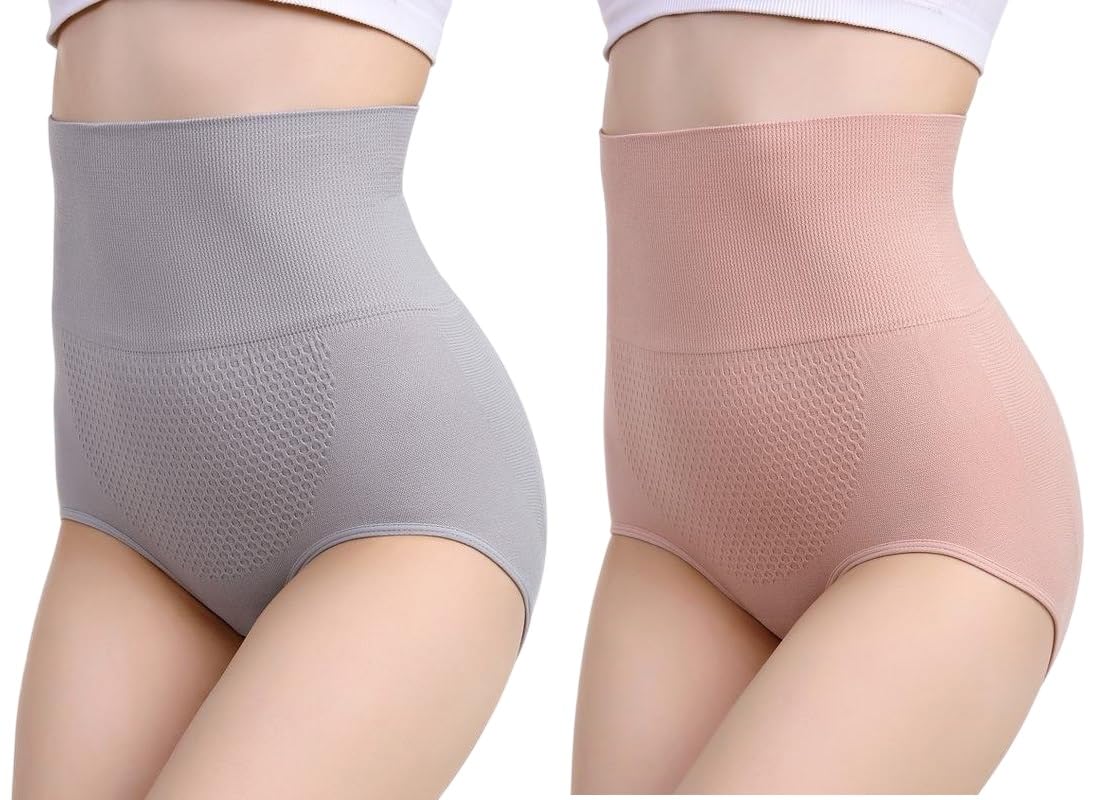 Shapewear for Women Tummy Control Knickers Body Shaper Pants High Waisted Comfort Butt Lifter Slimming Seamless Underwear (Pink, Grey)-image-10