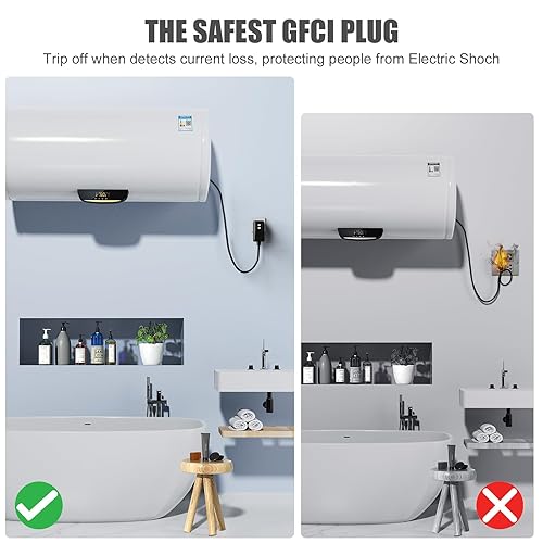 Miniatura 3 de Ensamblaje de enchufe de repuesto GFCI, reinicio automático de 15 amperios, 3 cables, 3 clavijas, impermeable, interruptor de circuito de falla a