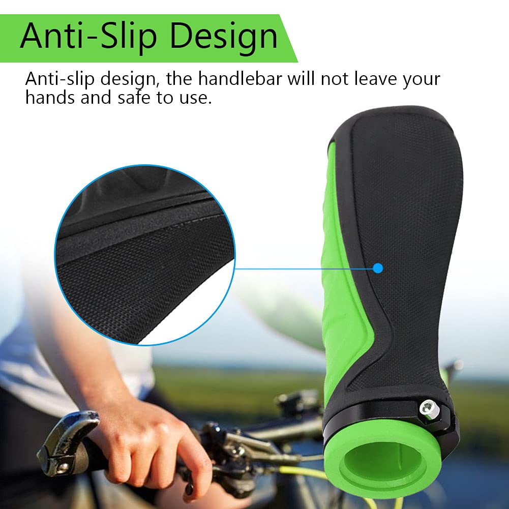 Dwawoo Manopole per Manubrio Bici, Manubrio in Gomma per Bicicletta Manopole per Manubrio per Bici da Mountain Bike(Verde e Nero) Biciclette E Pezzi Di Ricambio