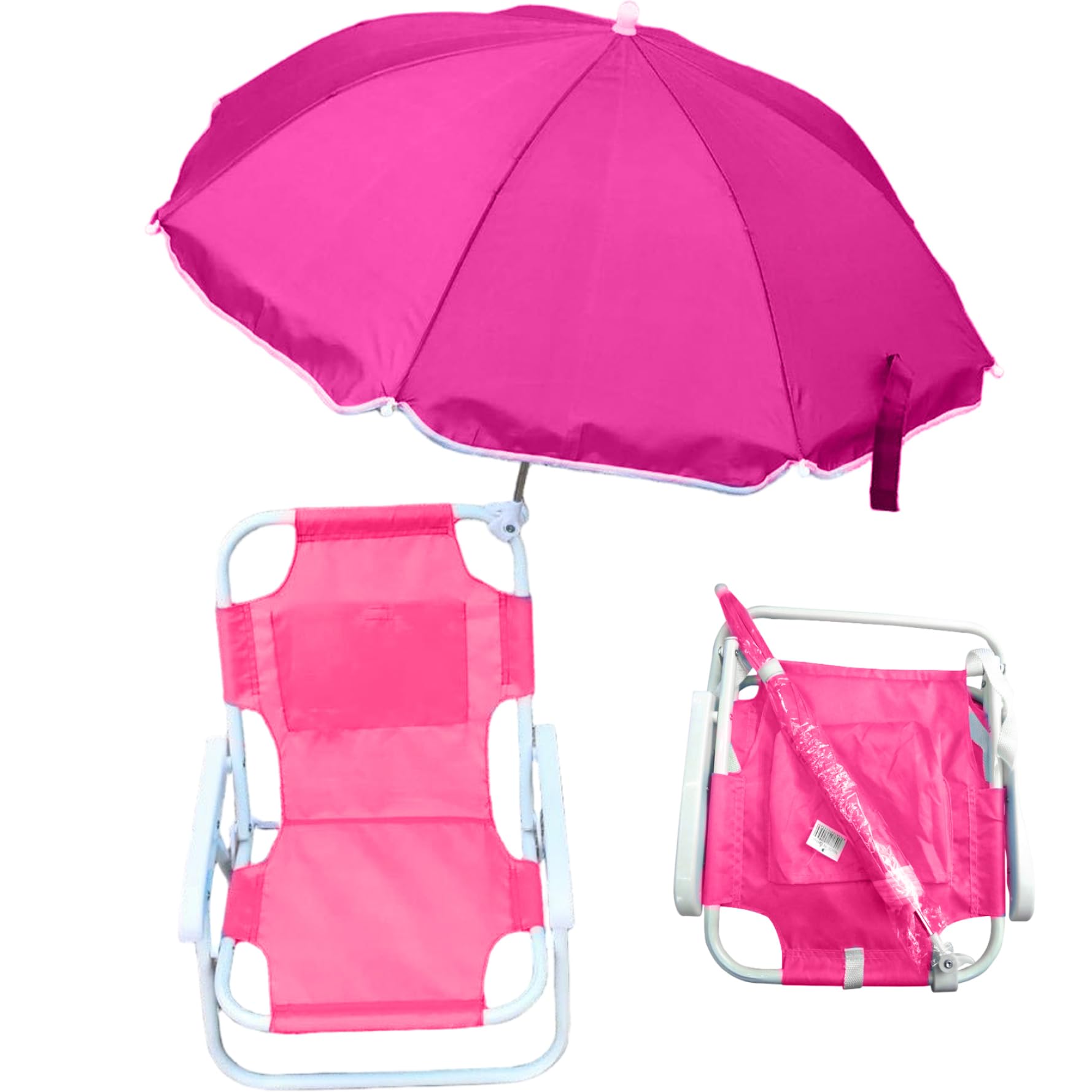 Sedia da spiaggia per bambini con ombrellone, sedia da esterno pieghevole e staccabile con tettuccio, portatile per esterni, Rosy
