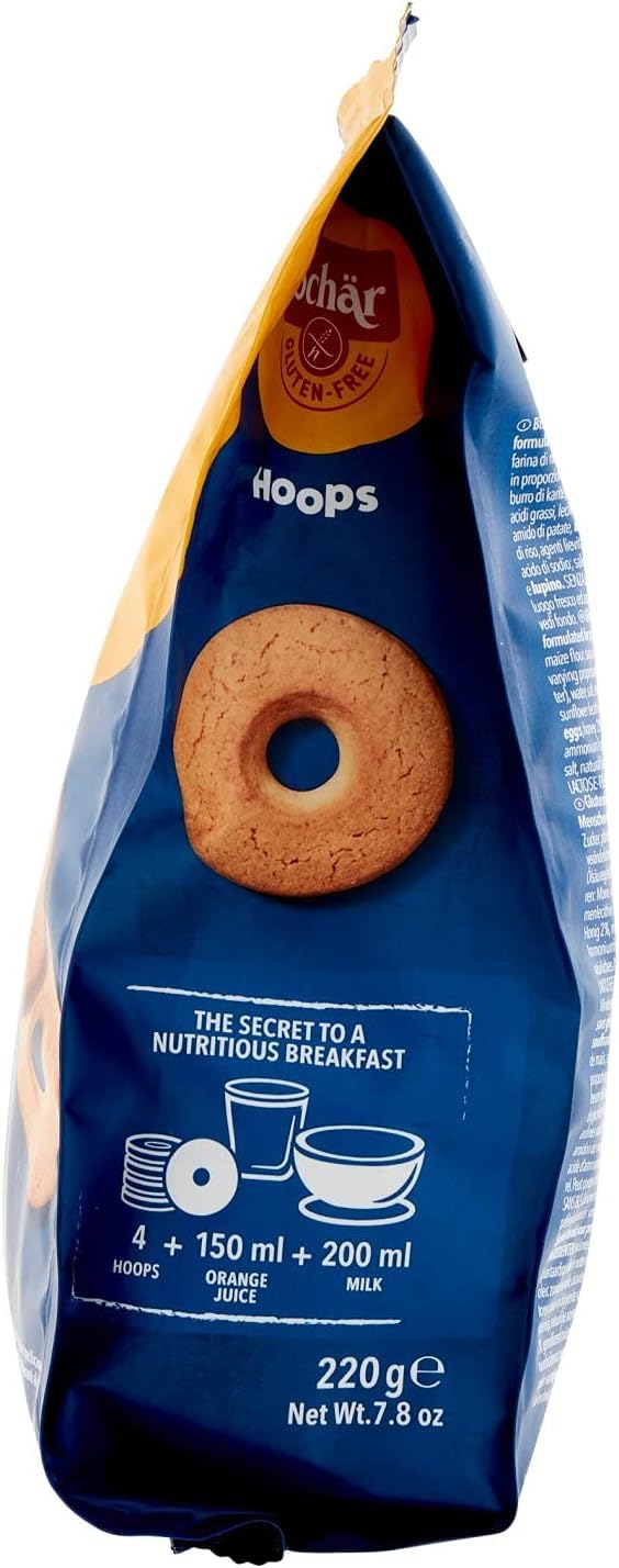 Italian Gourmet Schär Italian Gourmet Hoops biscotti senza glutine 12 x | Anelli dolci da inzuppo; glutenfrei, zart gebacken, ideale pausa per, Gesamtnettogewicht 2,4 kg + Kostenlos Polpa 400g