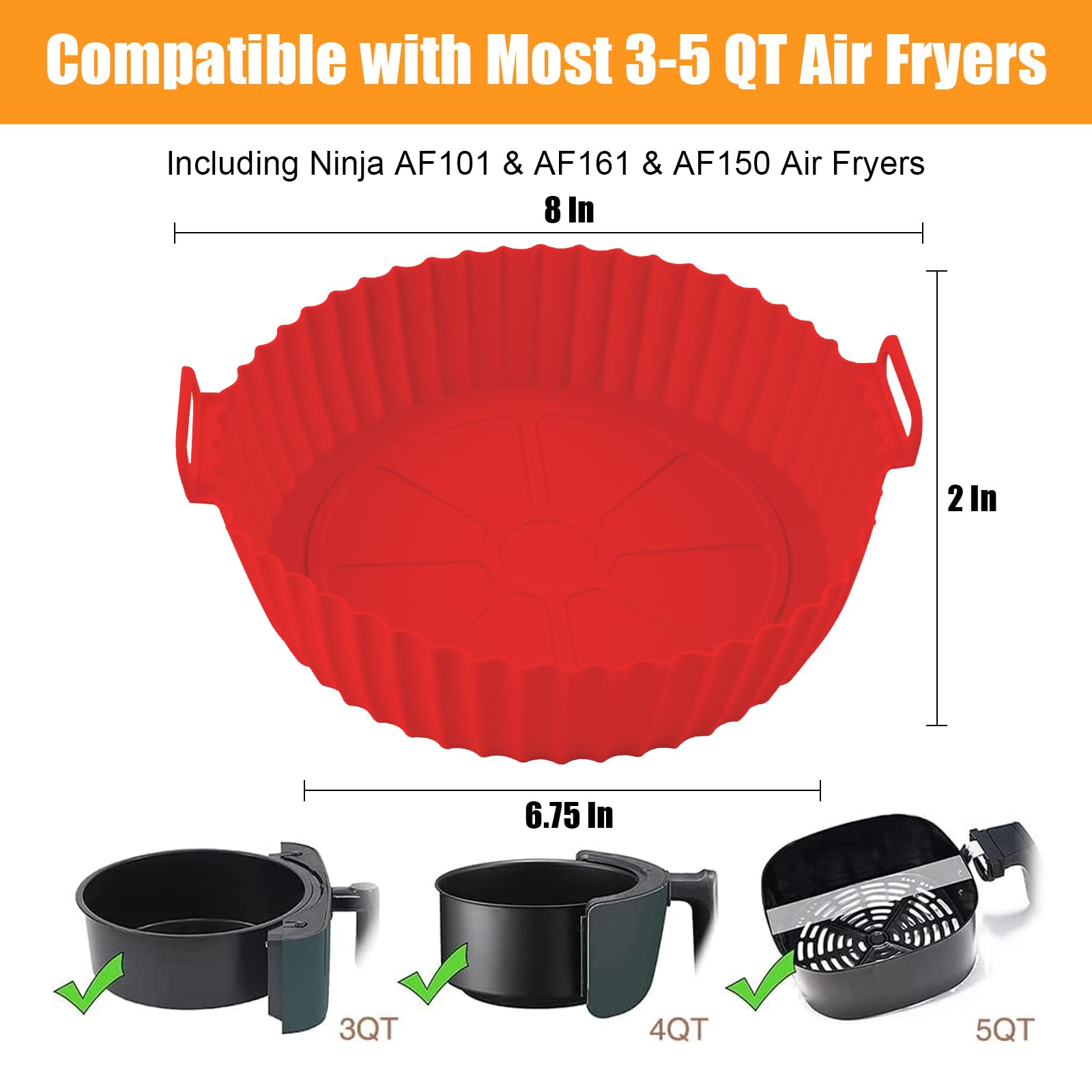 Air Fryer Liners - 4 Pack Reusable Silicone -2