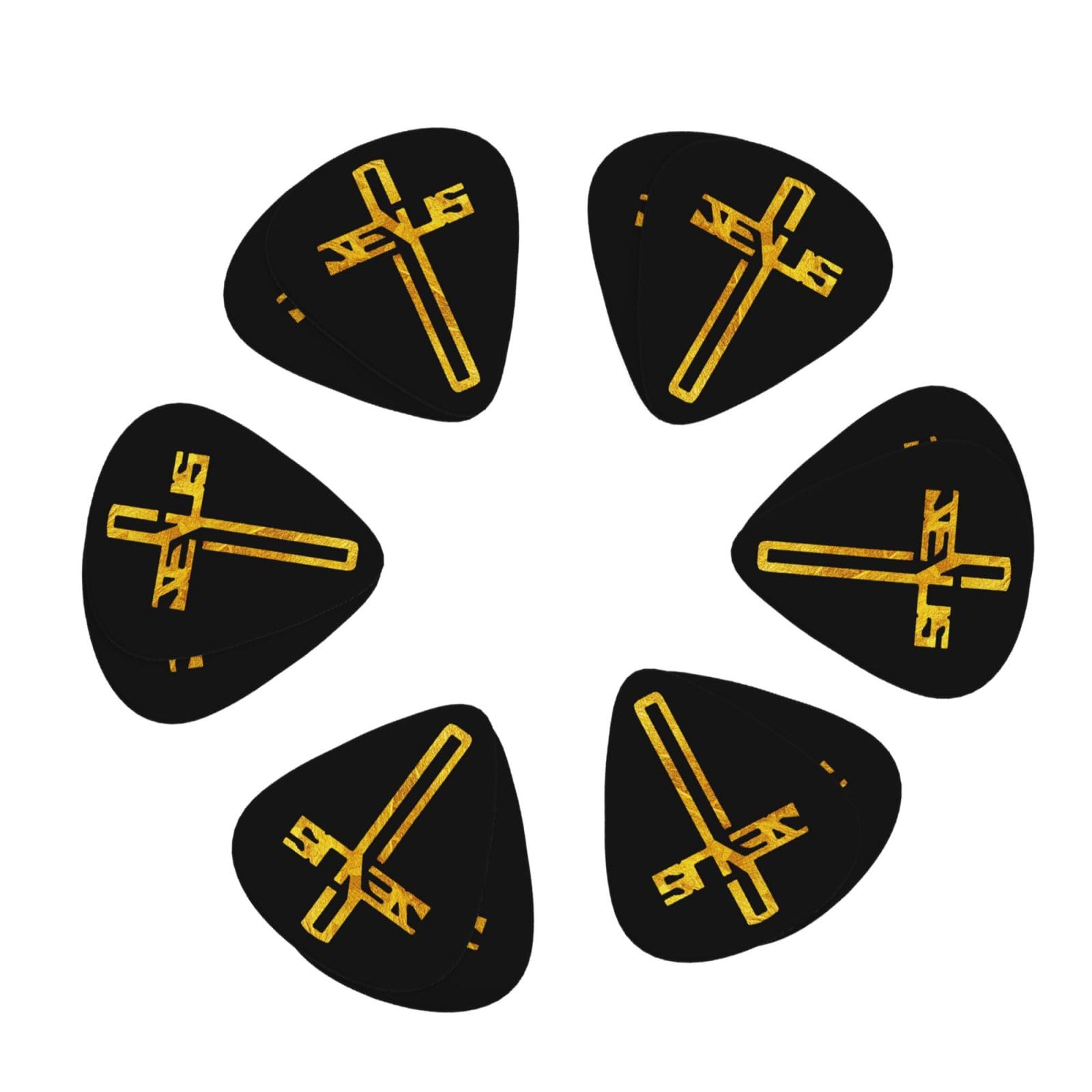 12 Pack Guitar Picks Plectrums Christian-Jesus-Cross-Flat,0.46 0.71 0.96mm Includes Thin Medium Heavy Thickness For Bass Electric Acoustic Guitars Ukulele