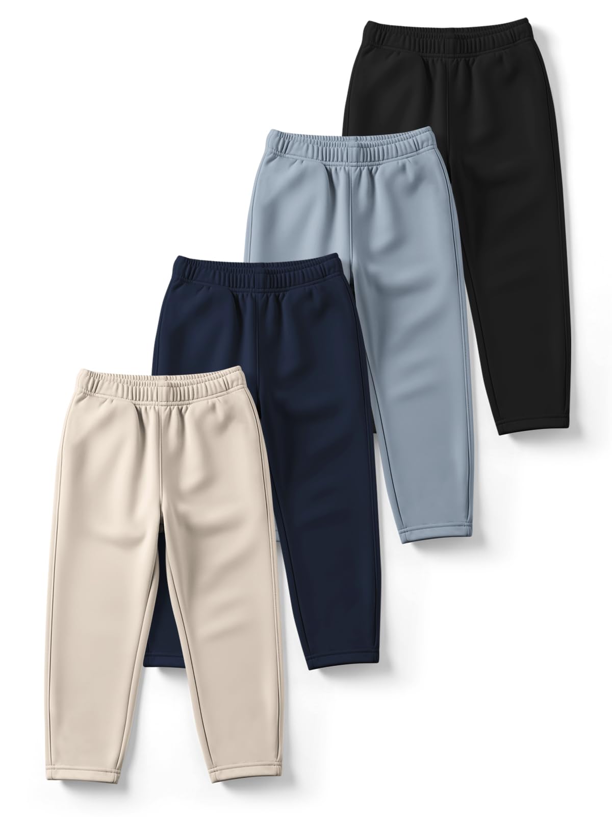 HELLCAT Trendy Solid Cotton Blend Regular Fit Track Pant for Boys - Pack of 4 Beige/Navy Blue/Bluish Grey/Black 7-8 Years