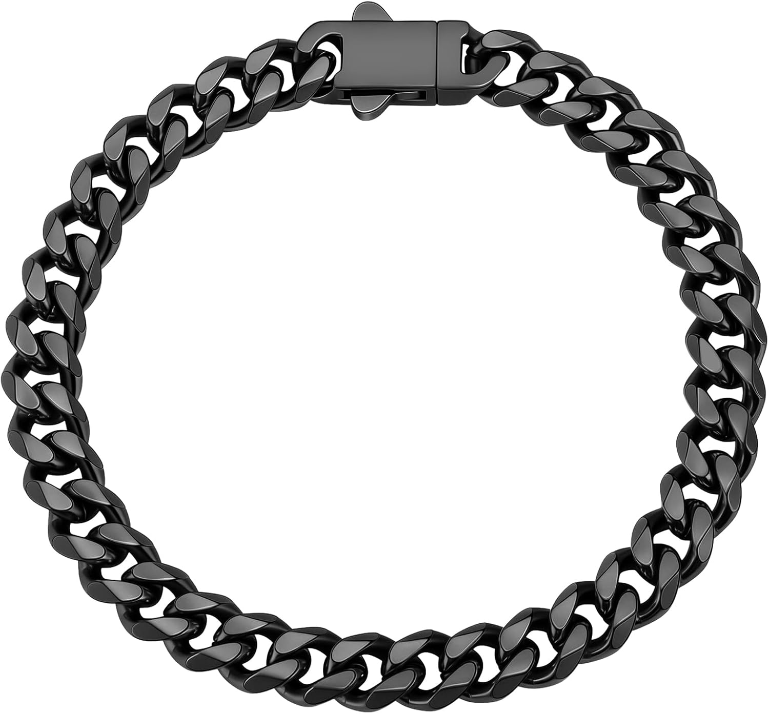 Fiusem Mens Black Bracelets for Men, Stainless Steel Cuban link Bracelet for Men