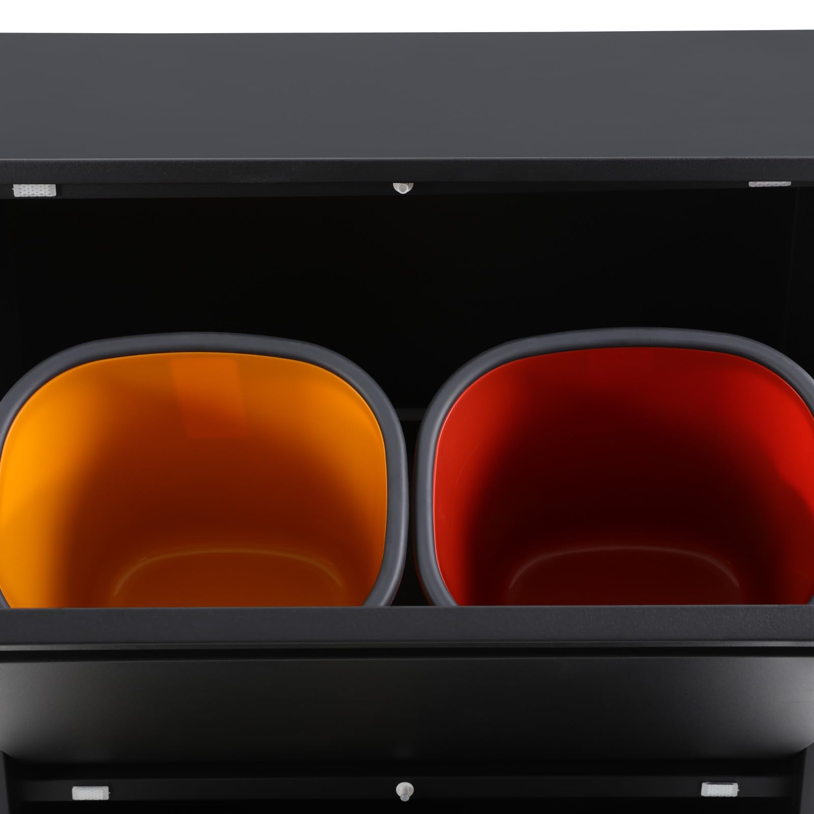 Cubo de basura de cocina, 4 x 15 L, sistema de separación de residuos de gran capacidad, cubo de basura con puertas abatibles, armario reciclado para hogares, oficinas, espacios comerciales