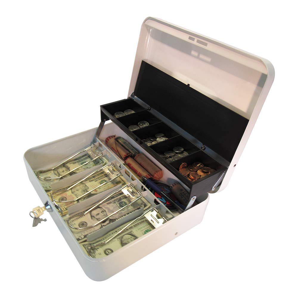 Buy Cash Box with Money Tray Petty Cash Lock Box Includes Tiered
