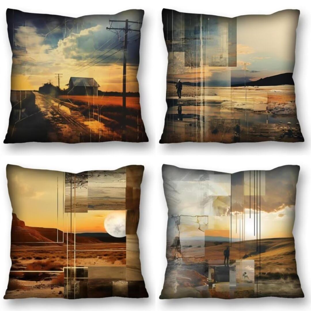 Juego de 4 Fundas de Cojines 70x70 cm Cojines abigarrado Fotos antiguas Funda Cojin Cuadrados de Lino Fundas Cojines Sofá Cojines Decorativos para Salón Dormitorio Coche Jardín Decoración del Hogar