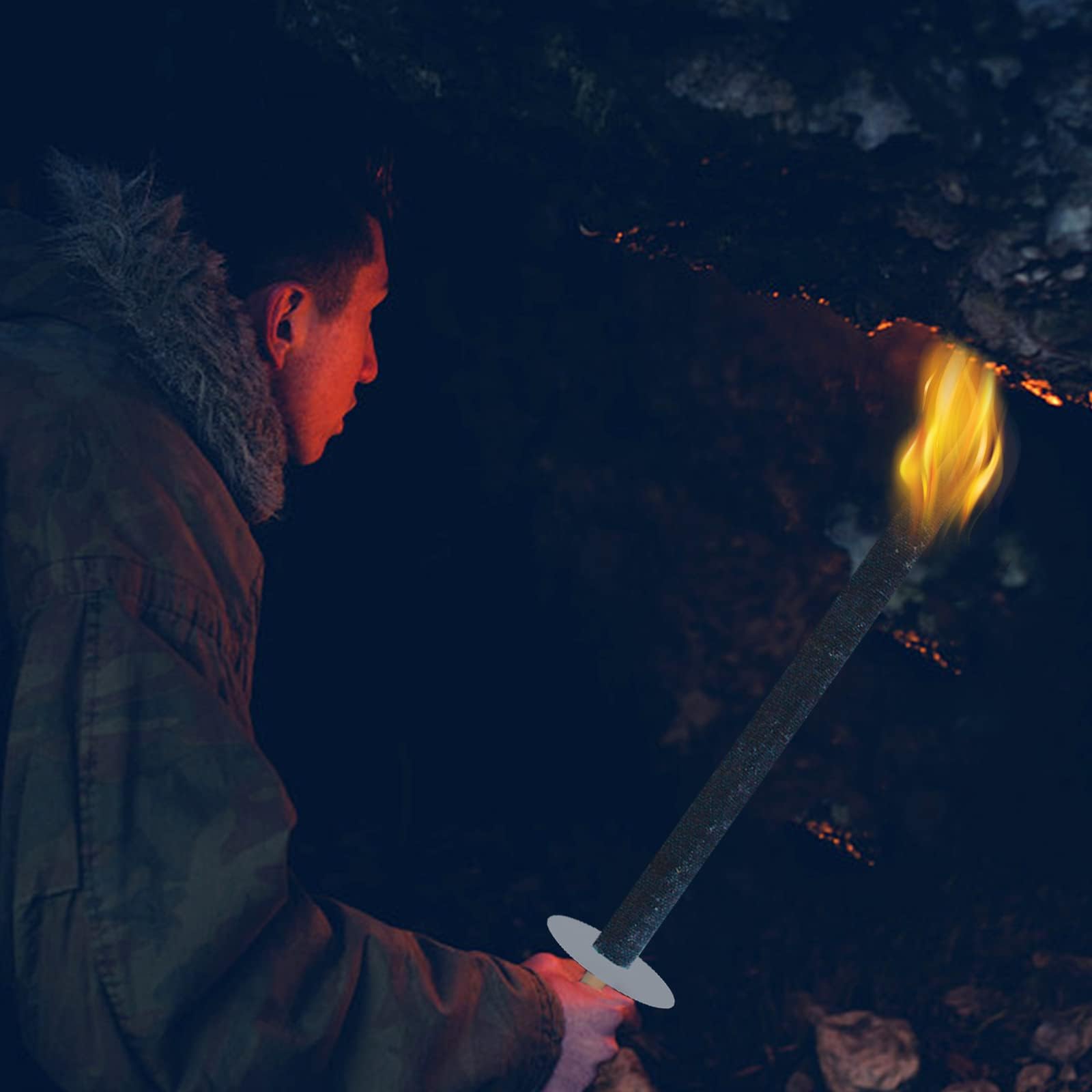 Froadp Antorchas de cera de 72 cm, larga duración de combustión, 100 min, bengalas con mango extralargo y protección de las manos, juego de antorchas y linternas para jardín, exteriores, senderismo