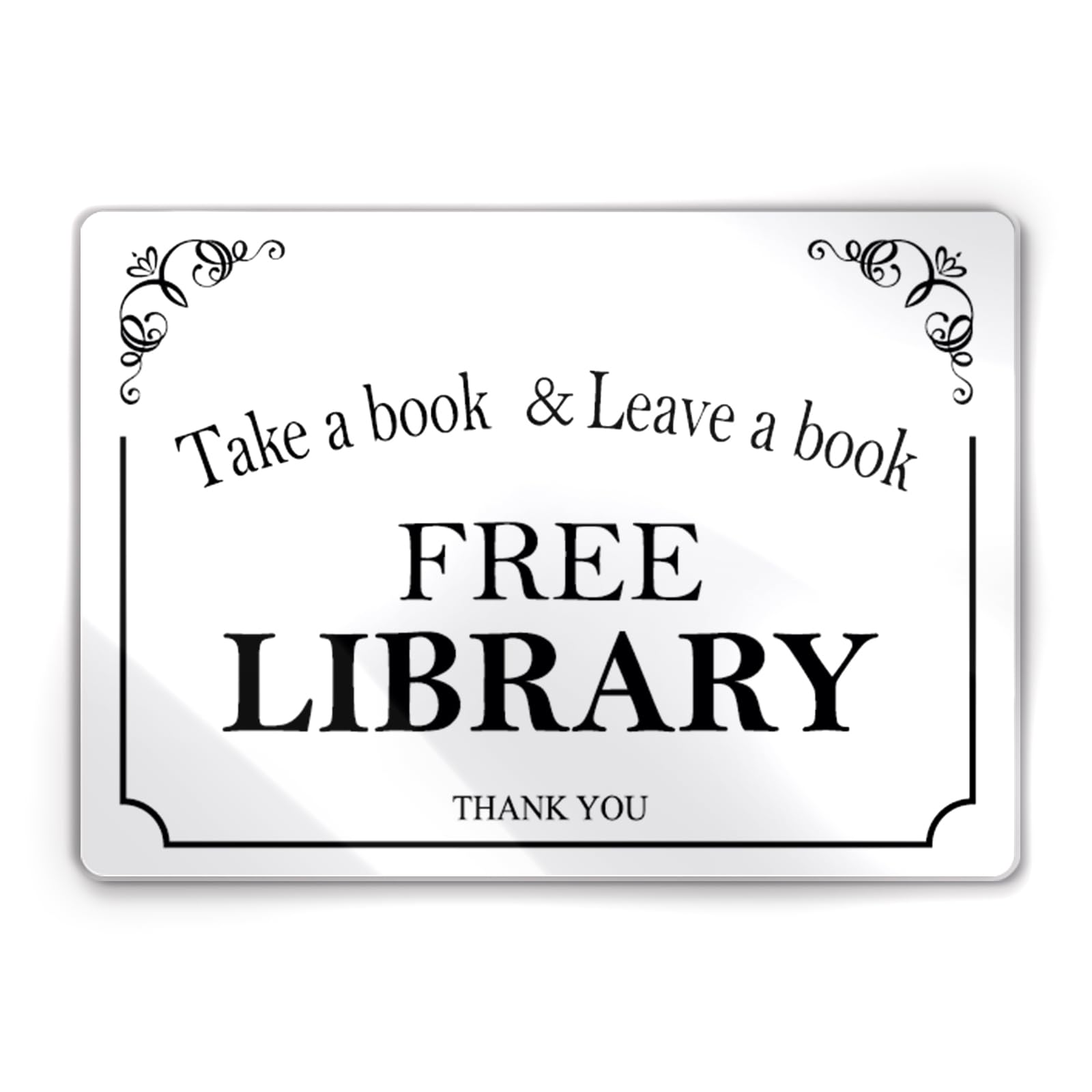 6x8.5 Inch Free Library Sign Acrylic Self-stick Door Wall Signage for Neighborhoods Community and Schools Sharing Books (Elegant White)