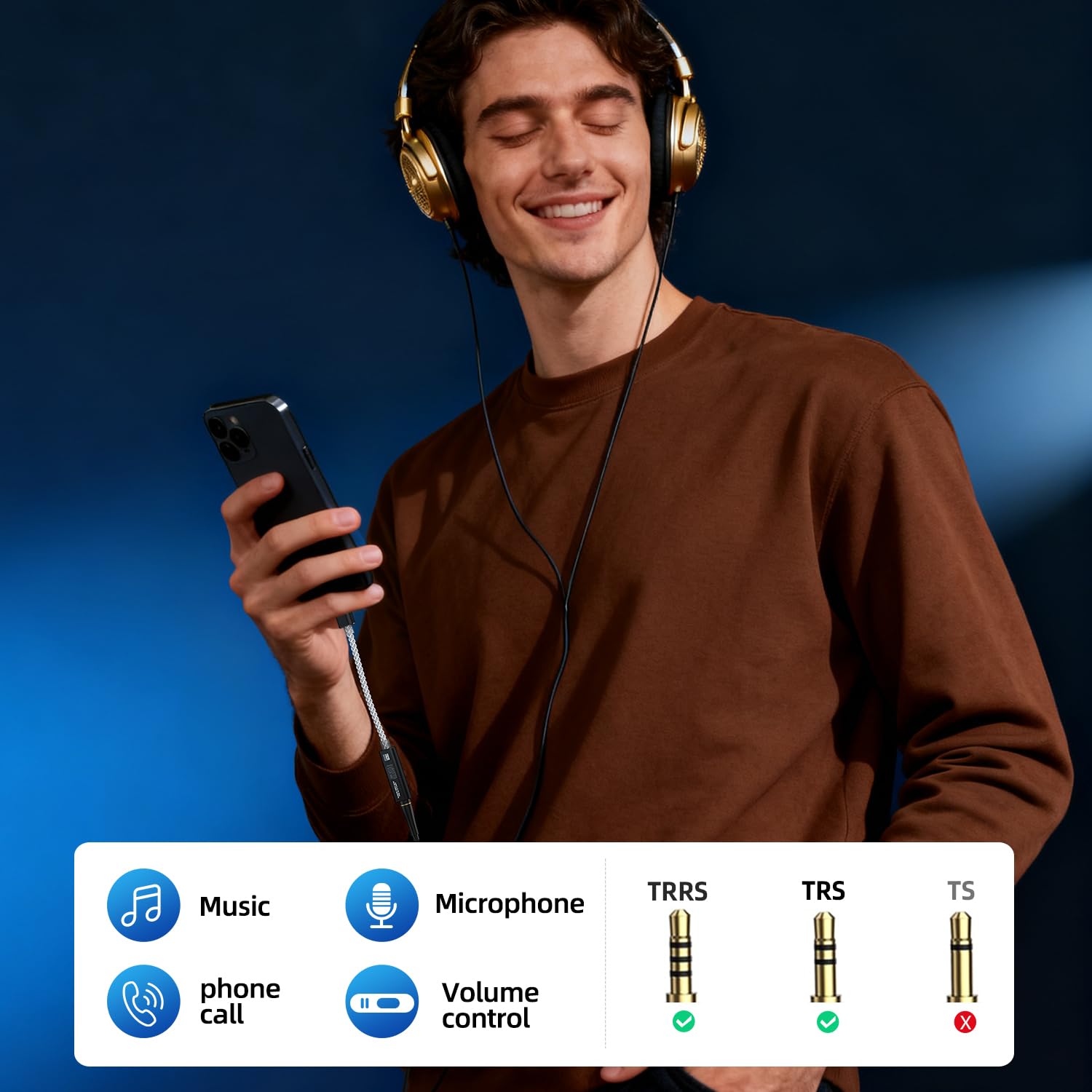 Adattatore per cuffie da USB C a DAC da 3,5 mm con doppio chip CX31993 e MAX97220, amplificatore di decodifica portatile ad alta risoluzione 32bit/384 kHz, con cavo OCC placcato argento per iPhone