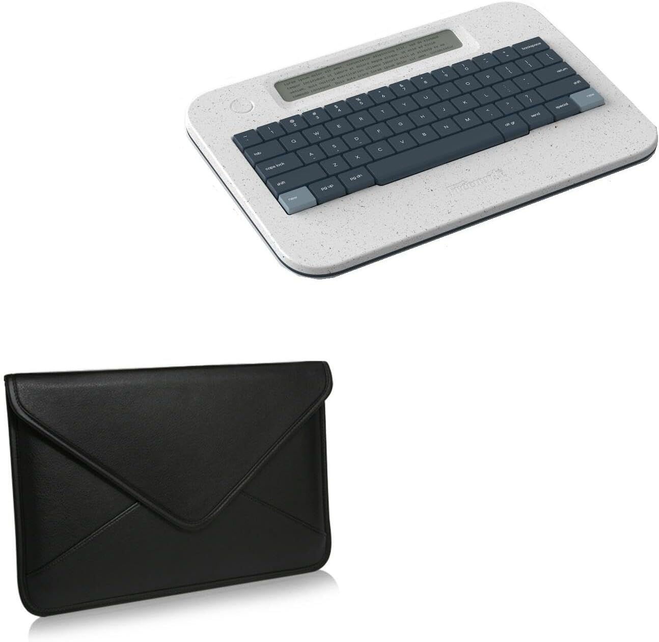 BoxWave Case Compatible with Astrohaus Freewrite Alpha - Elite Leather Messenger Pouch, Synthetic Leather Cover Case Envelope Design - Jet Black