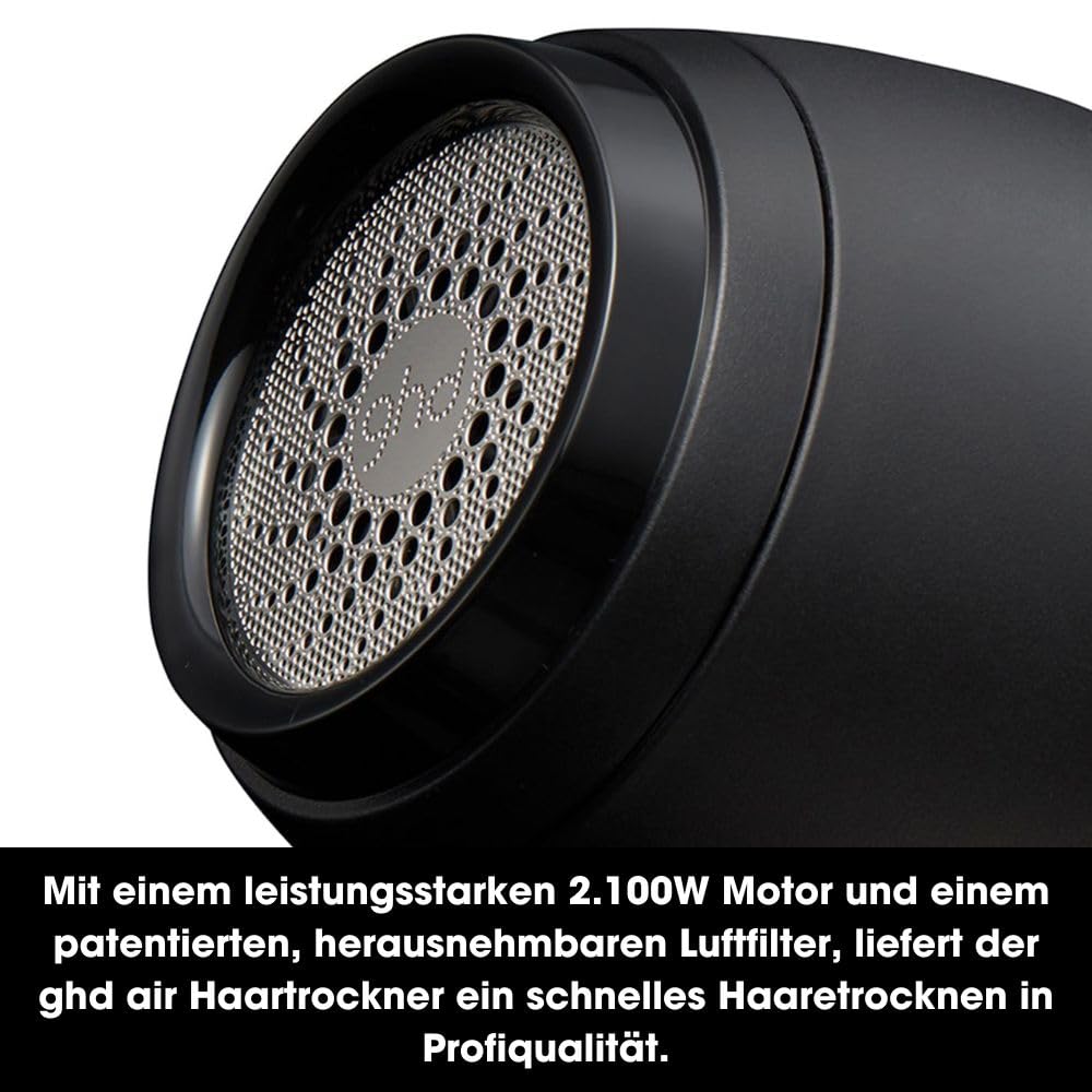 ghd air Föhn: Leistungsstarker Ionen Haartrockner mit 2.100 W Motor, für schnelles Trocknen, mehr Glanz, geschmeidiges Haar, Anti Frizz Finish & alle Haartypen