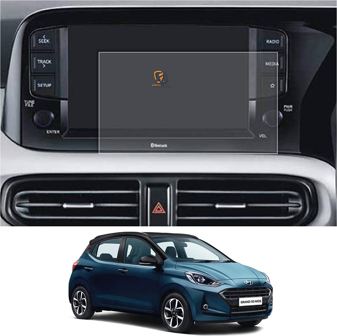 ARMOUR GUARDS Glass 9H Unbreakable Matte Finish Screen Protector Compatible With Hyundai Grand I10 Nios Amt Sportz Crdi (Diesel) Car Touch Screen Infotainment Navigation System(7 Inch)-image-16