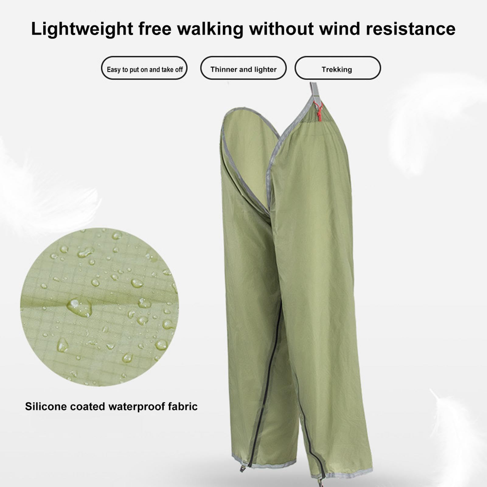 Pantalones de lluvia con cremallera | Pantalones de lluvia impermeables con cremallera | Pantalones de lluvia ligeros divididos, pantalones de lluvia para exteriores para días lluviosos