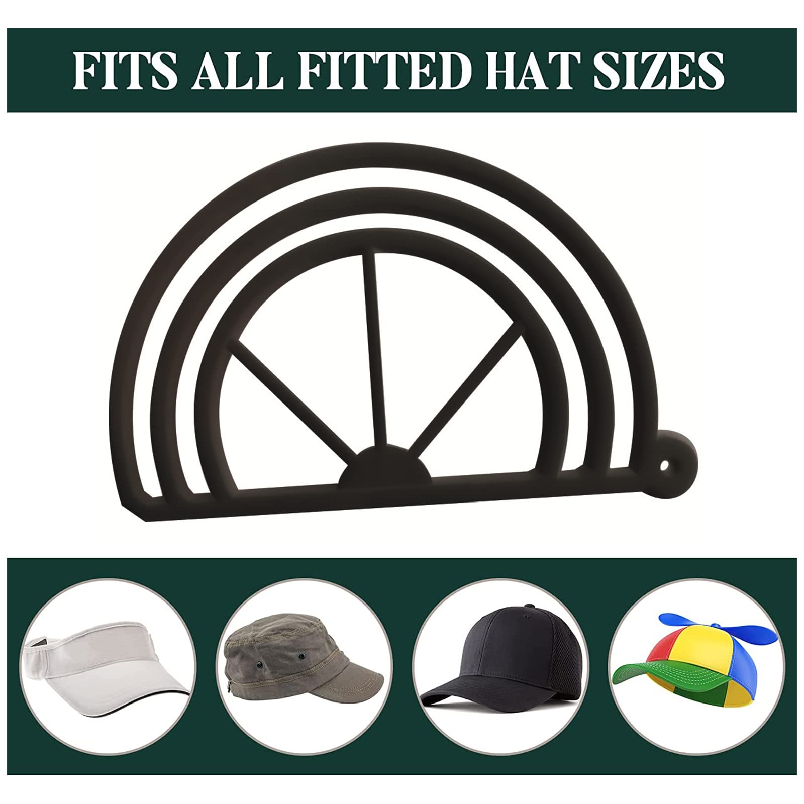 Barella per cappelli aderenti, grande 4 vie cappello barella per cappello da cowboy Extender cappello shaper per Fedoras uomini berretto da baseball barella (nero), Quattro lati neri, Large