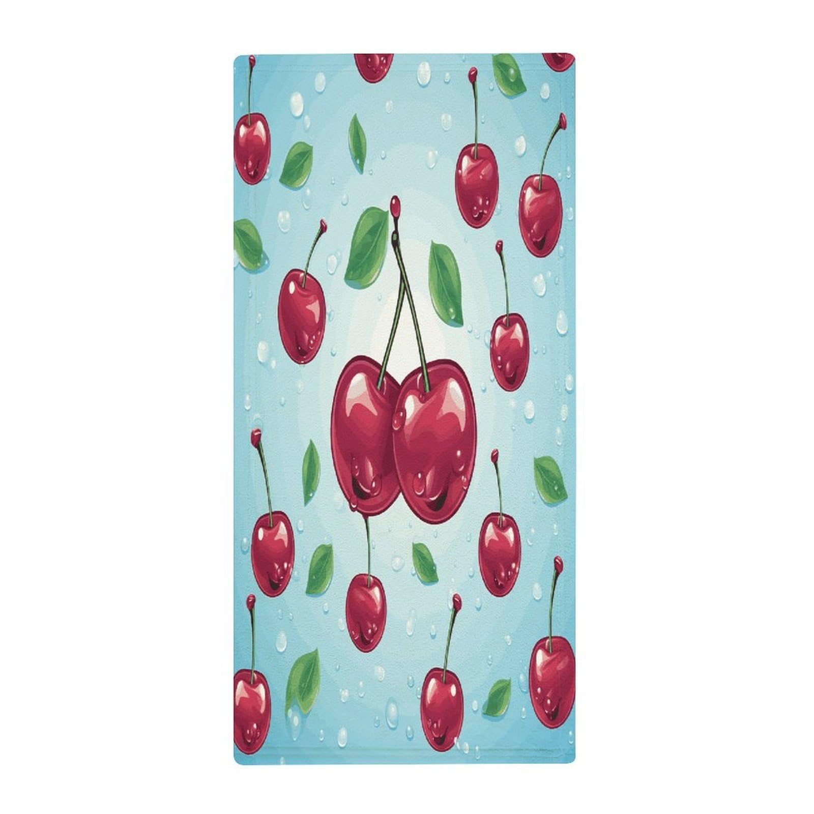 MUSM Premium Hand Towels for Bathroom Ultra Soft Printed Towels Coral Velvet Kitchen Hand Cherry Towel Highly Absorbent Hotel Spa Towel Collection 13.8 X 28.7 in