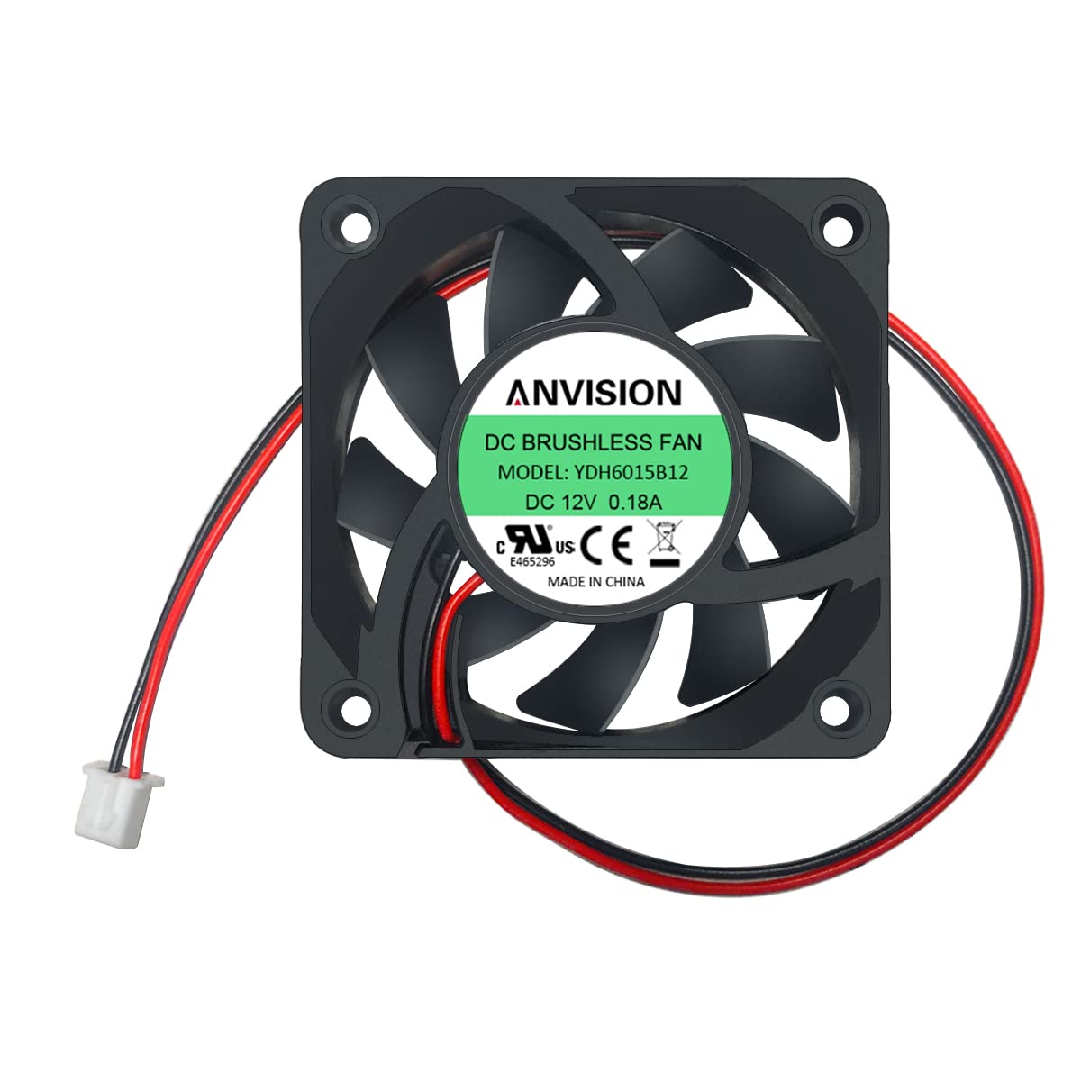 ANVISION60mm x 15mm DC 12V Brushless Cooling Fan, Dual Ball Bearing
