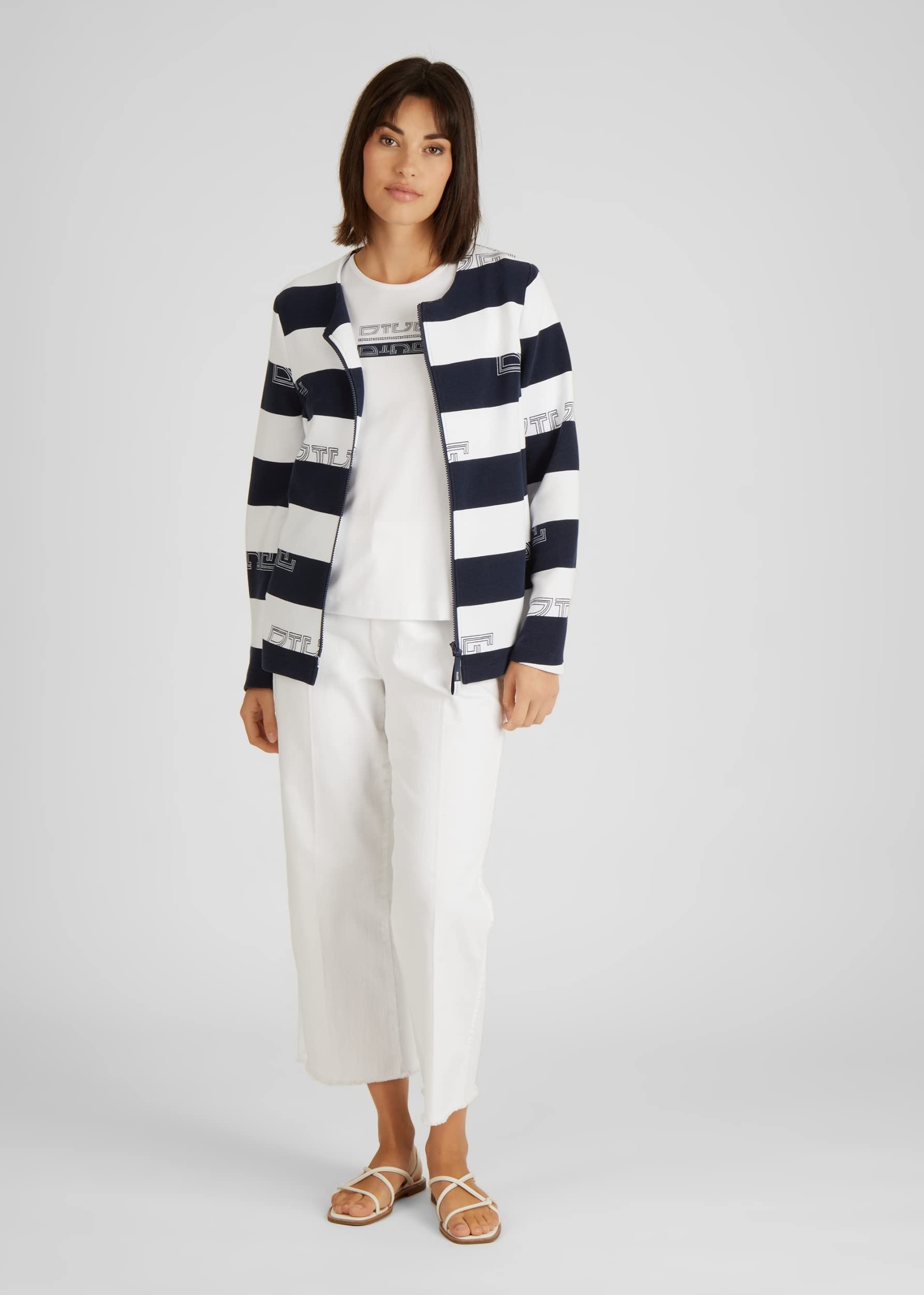 Rabe Selection Twinset mit Streifen-Jacke in Blau, Größe 46