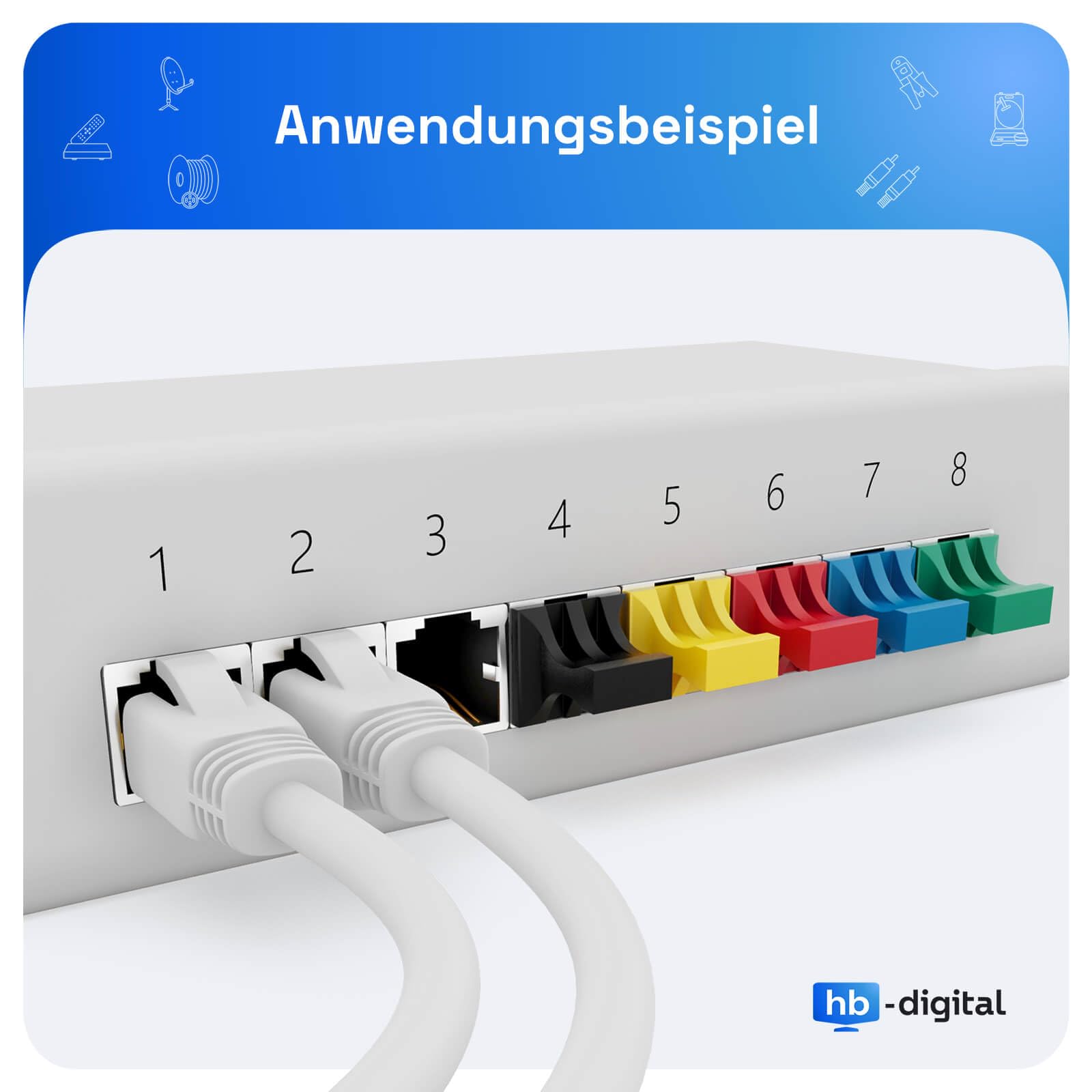 hb-digital 50 cappucci antipolvere RJ45 per presa di rete LAN, tappi di protezione e chiusura per pannello di connessione, router