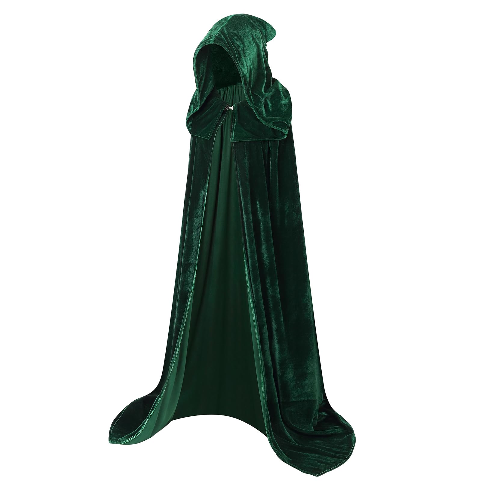 maxToonrain Green Cape Women,Unisex Witch Velvet Vampire Cape Hooded Full Length Robe Cloak World Book Day Fancy Dress Halloween Costumes Accessories for Men(150)
