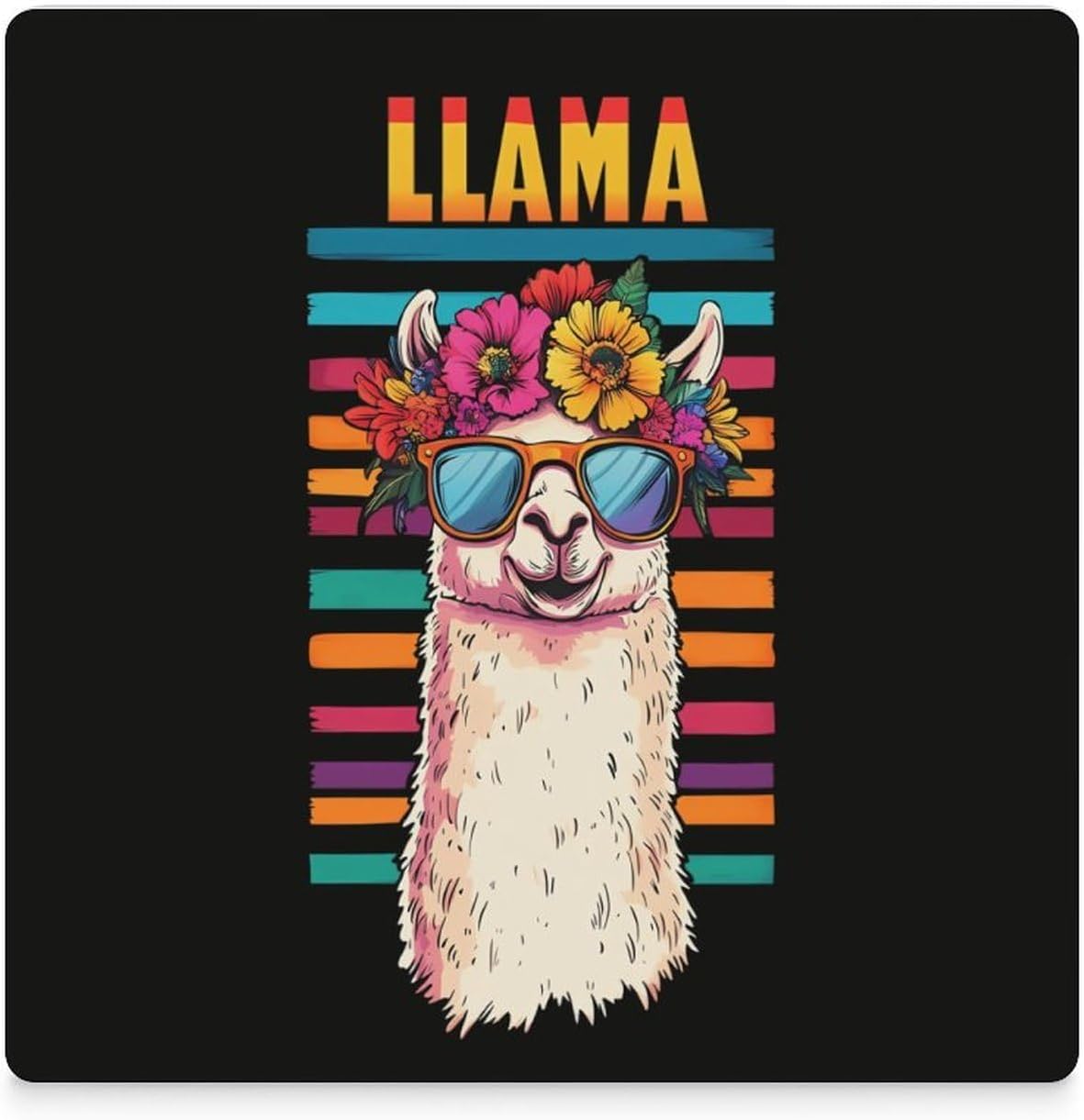 Vintage Llama Funny Ceramic Coasters for Drinks Absorbent Cup Holder Tabletop Protector with Cork Base