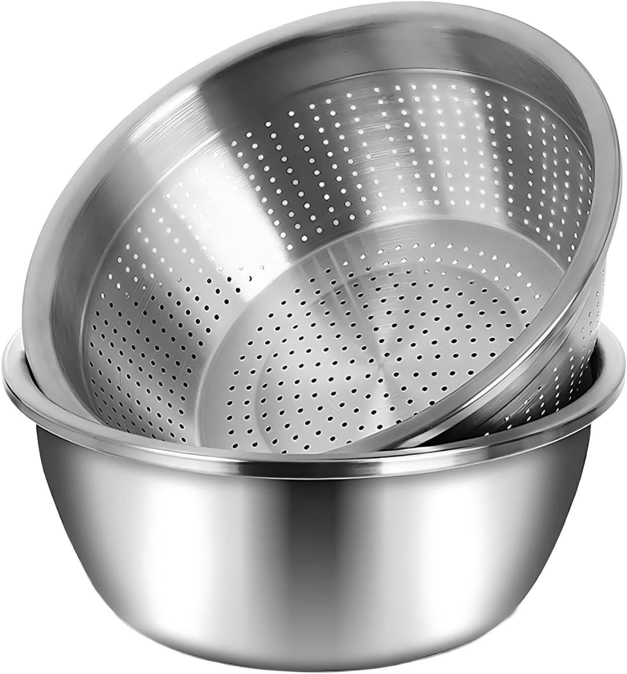 meleg otthon Stainless Steel Mixing Bowls, 8.5QT Salad Bowl, Metal Bowls With water filter basin, Stainless Steel Basin, Heavy Duty Deeper Edge Mirror Finish Dishwasher Safe Bowl (XXL)…