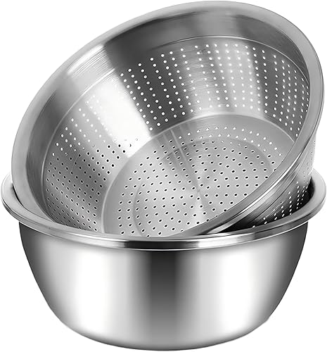 meleg otthon Cuencos para mezclar de acero inoxidable, ensaladera de 8.5 cuartos de galón, cuencos de metal con lavabo de filtro de agua, lavabo de