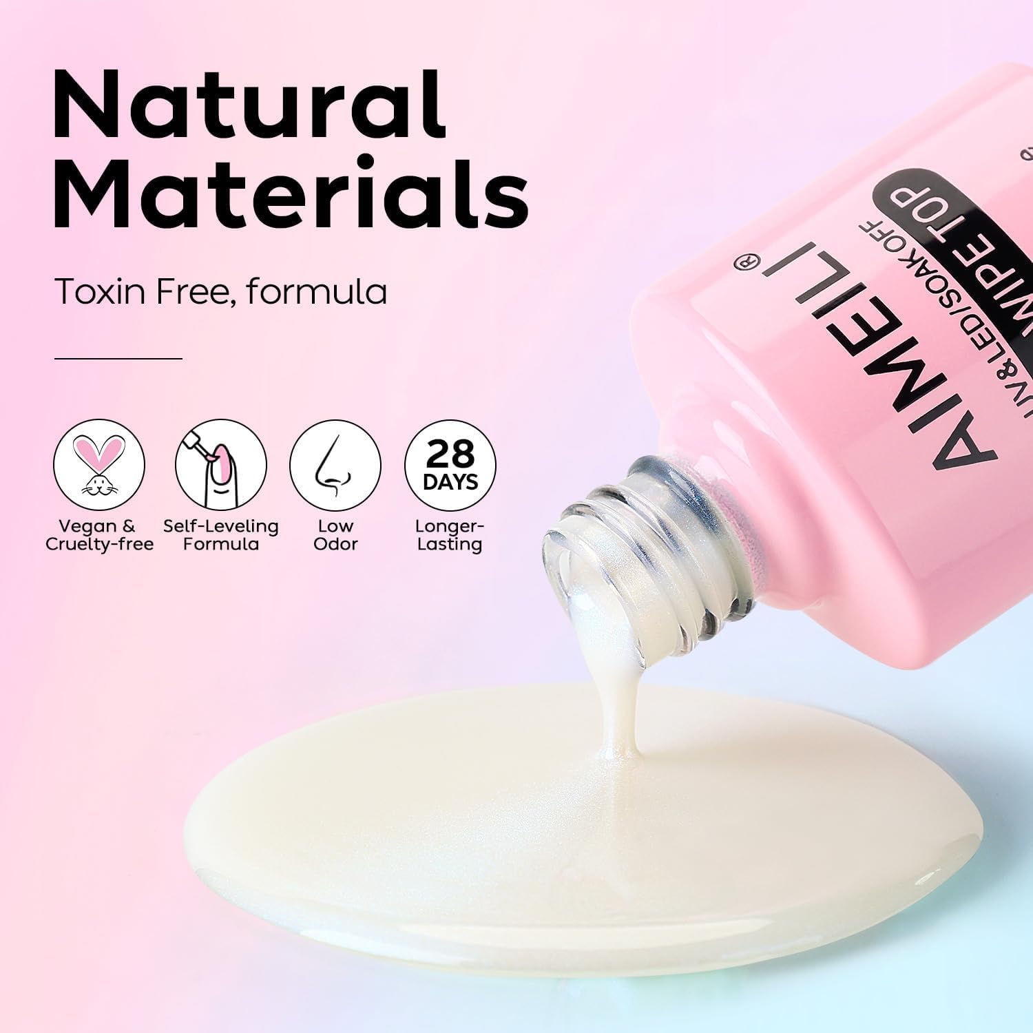 AIMEILI Pearl Glitter Top Coat Gel UV Gel lakier do paznokci, 10 ml No Wipe Top Coat do paznokci żelowych, poly żel, paznokcie akrylowe, szybki brokat, sztuka paznokci-001