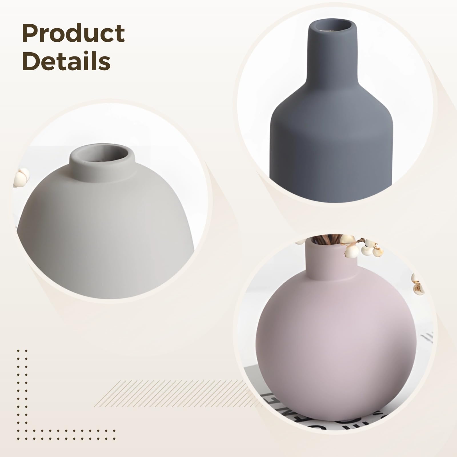 3er Set Keramik Vasen Rustikale Bauernhaus Home Decor Dekorative Vasen Verschiedene Größen Qualität Keramik für Wohnzimmer & Schlafzimmer