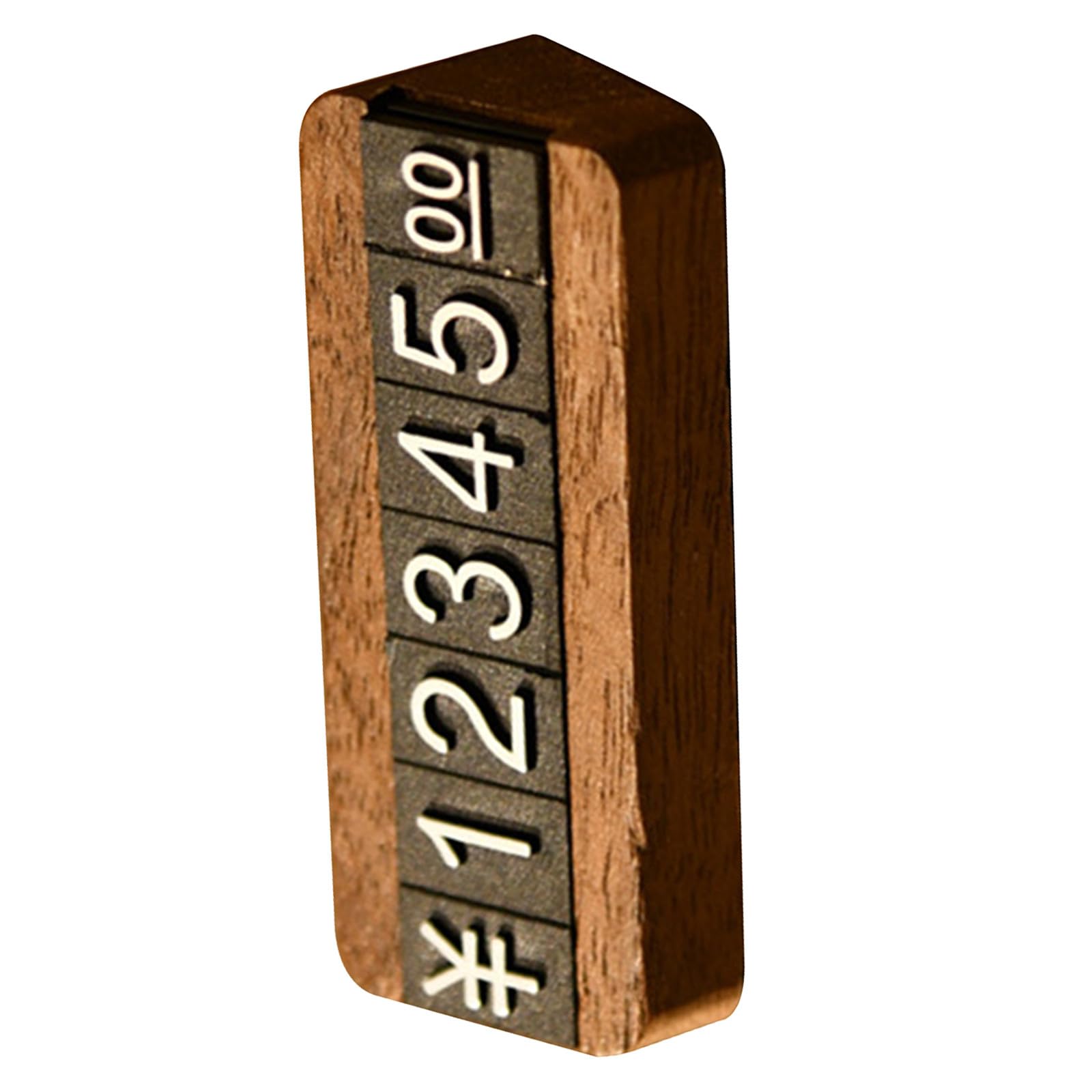 CALLARON Price Tag Cube Set Black Number Strips and Walnut Base Digital Price Display Stand for Jewelry and Retail Counters Miniature Table Sign Holder